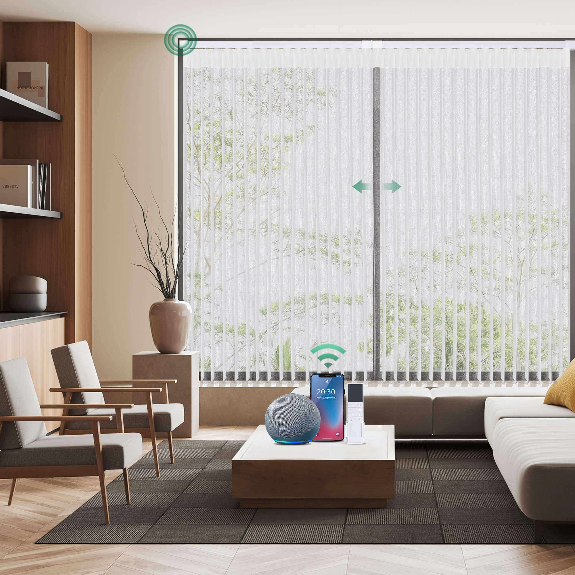 Allesin Motorized Vertical Sheer Shades | Center Opening