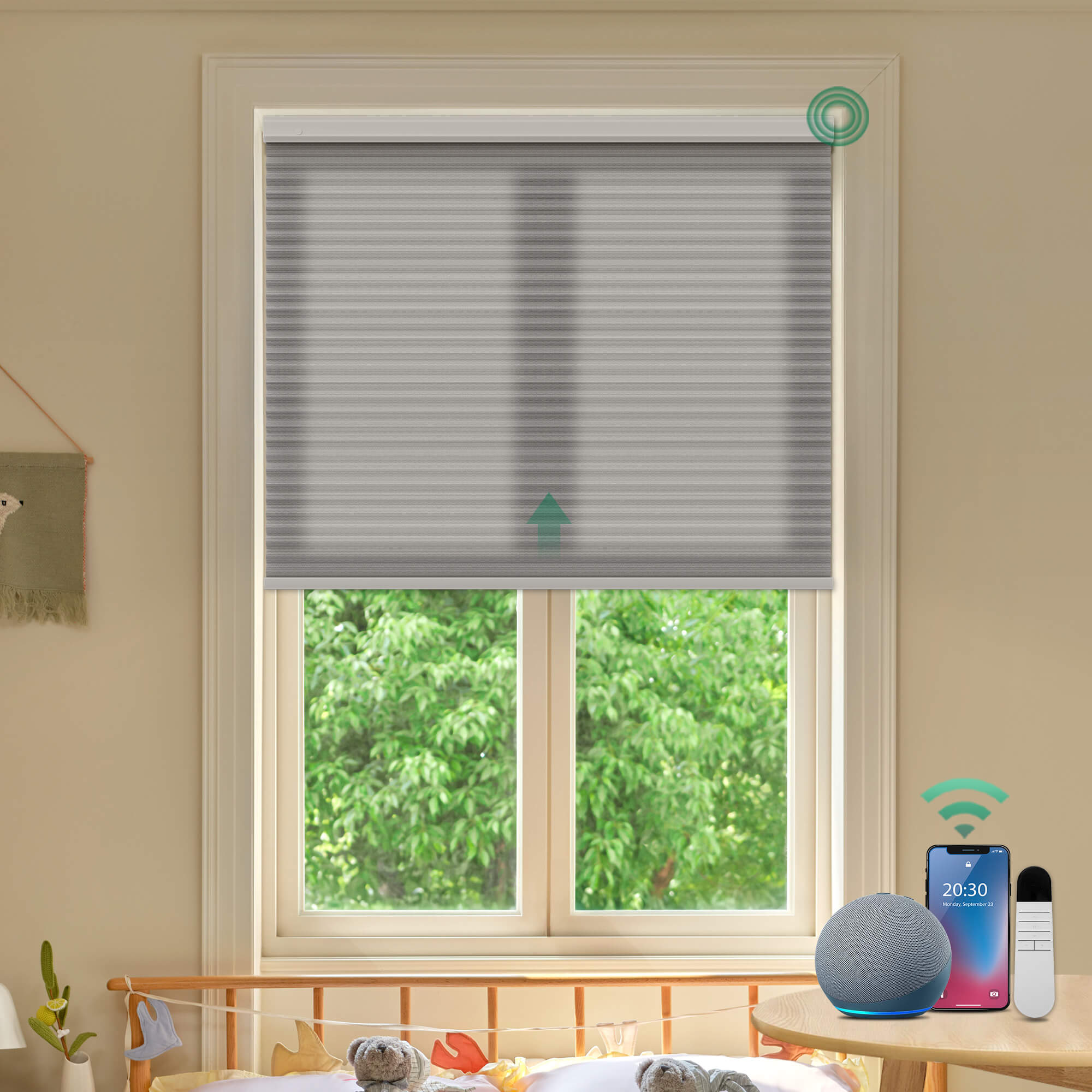 Allesin Prestige Motorized Light Filtering Honeycomb Shades