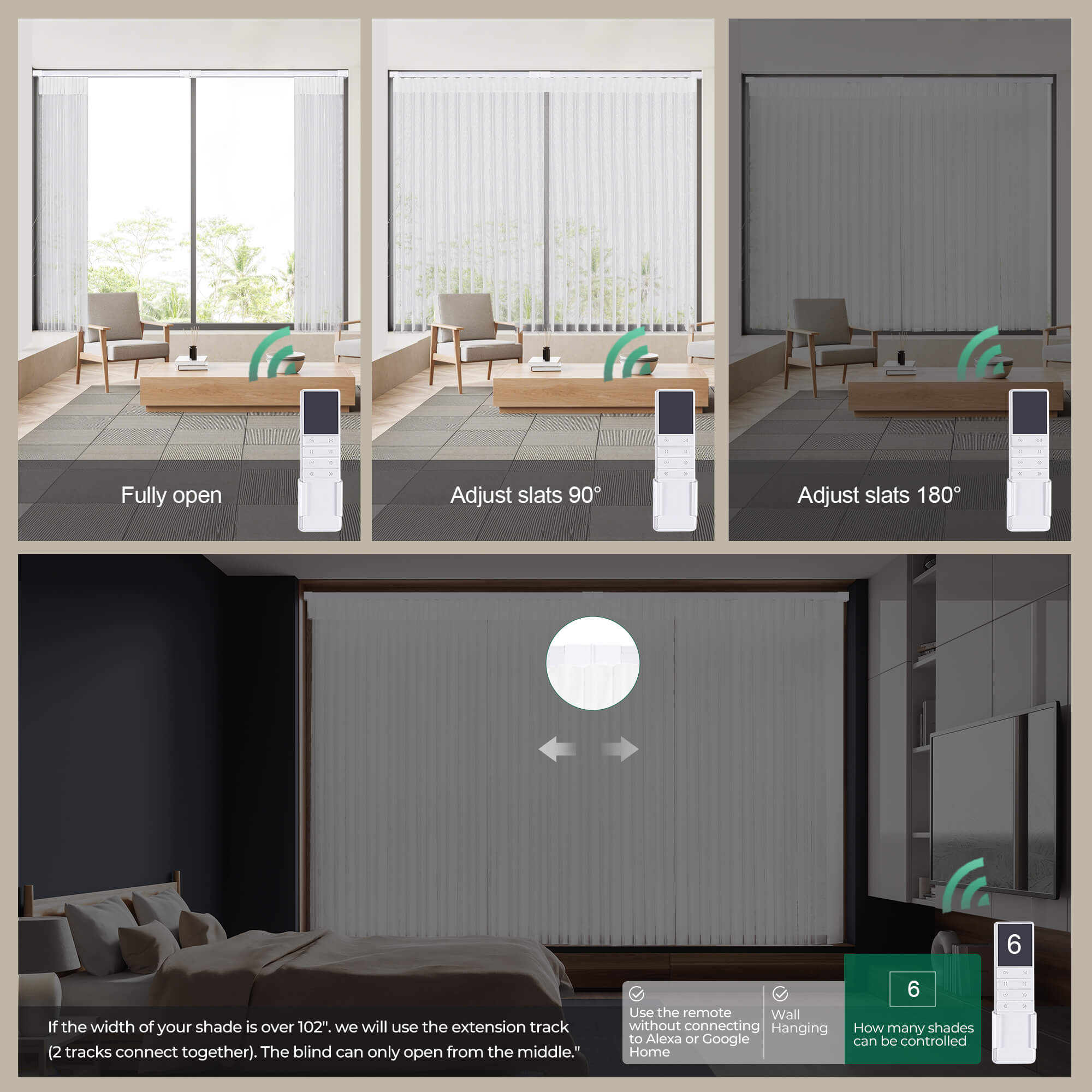 Allesin Motorized Vertical Sheer Shades | Center Opening
