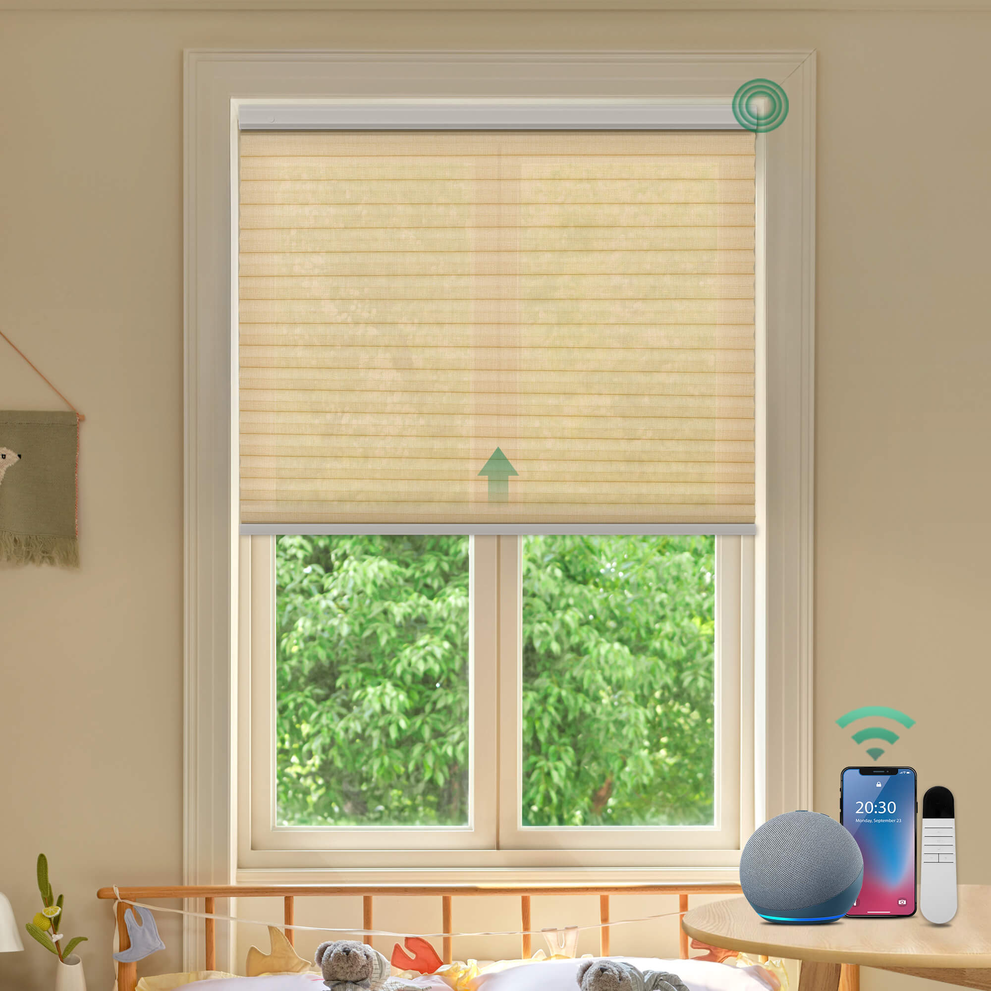 Allesin Prestige Motorized Light Filtering Honeycomb Shades