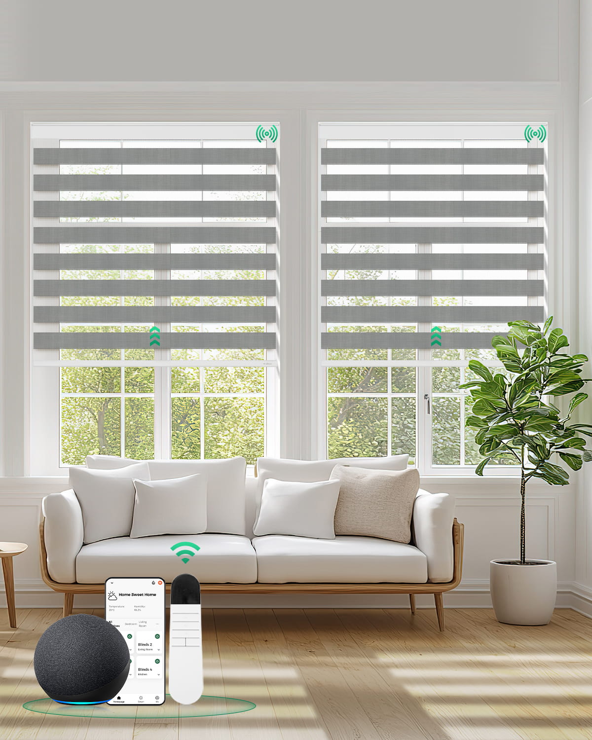 Allesin Motorized Zebra Shades | Drill Needed | Standard Sizes