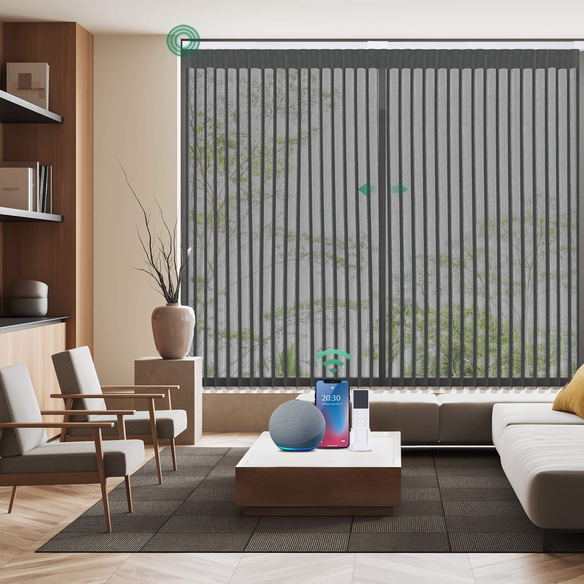 Allesin Motorized Vertical Sheer Shades | Center Opening