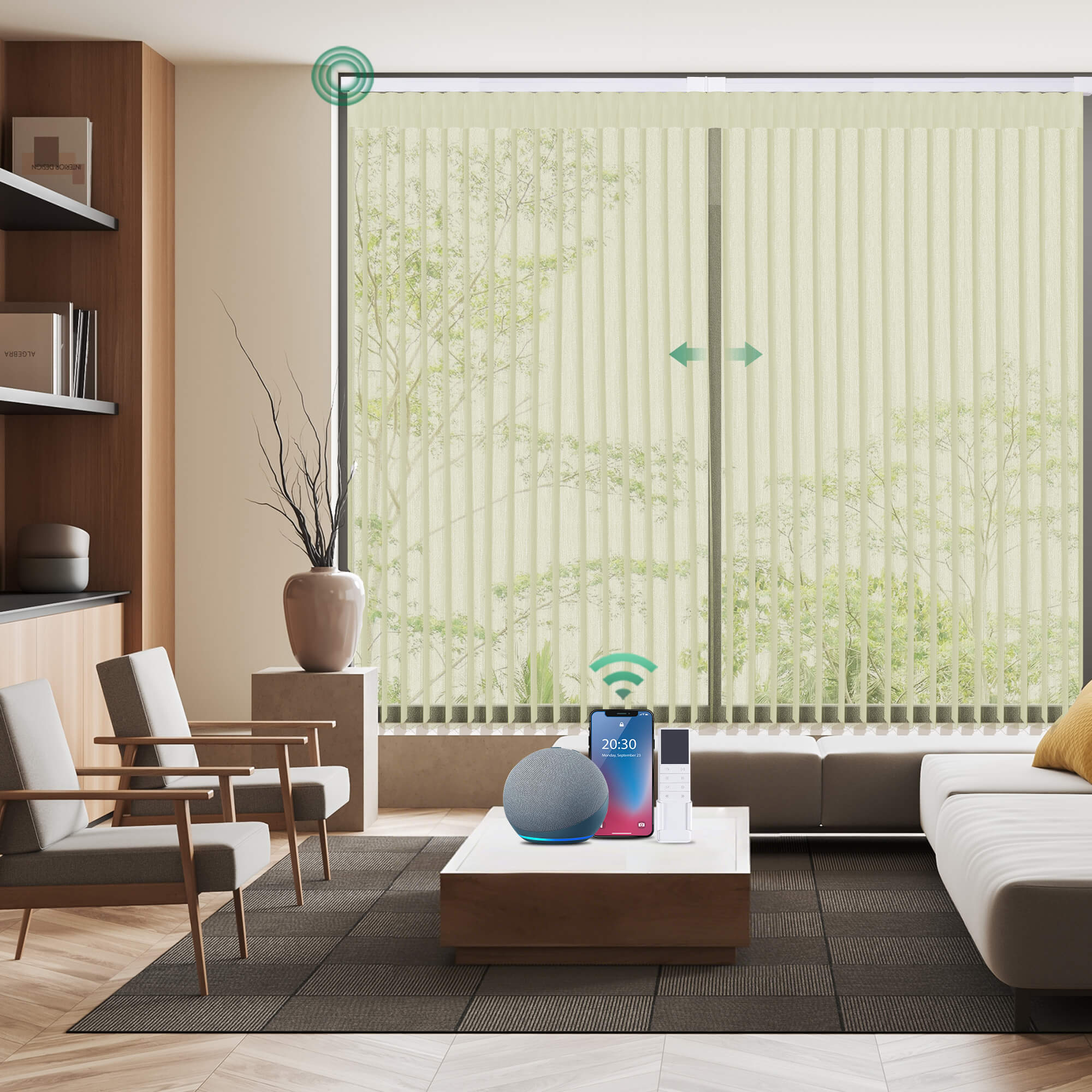 Allesin Motorized Vertical Sheer Shades | Center Opening