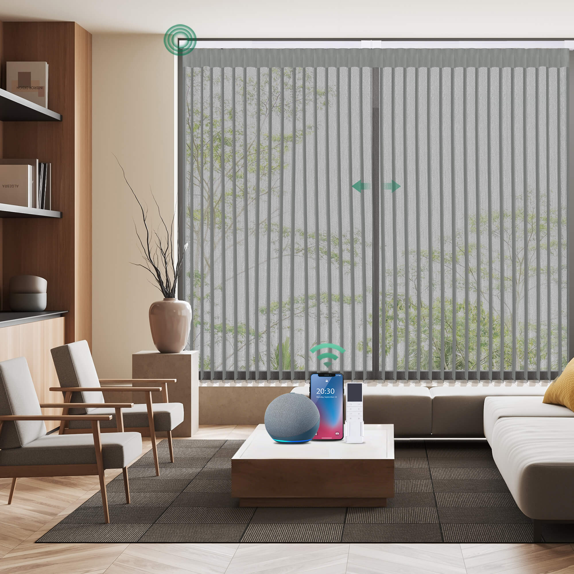 Allesin Motorized Vertical Sheer Shades | Center Opening