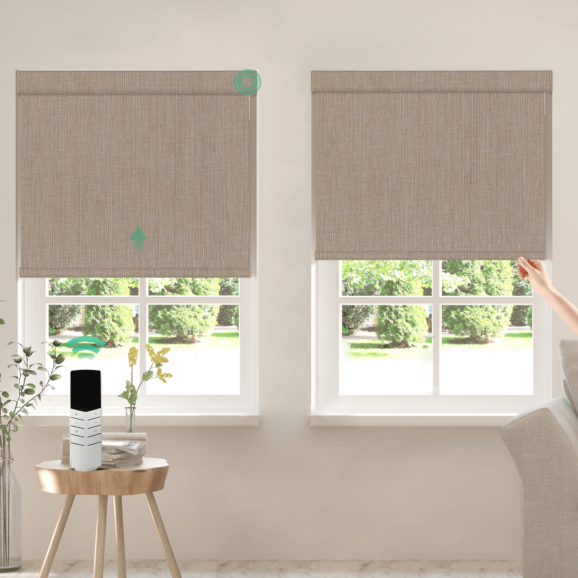 Allesin Dual-Control Blackout Roller Shades | Remote & Manual