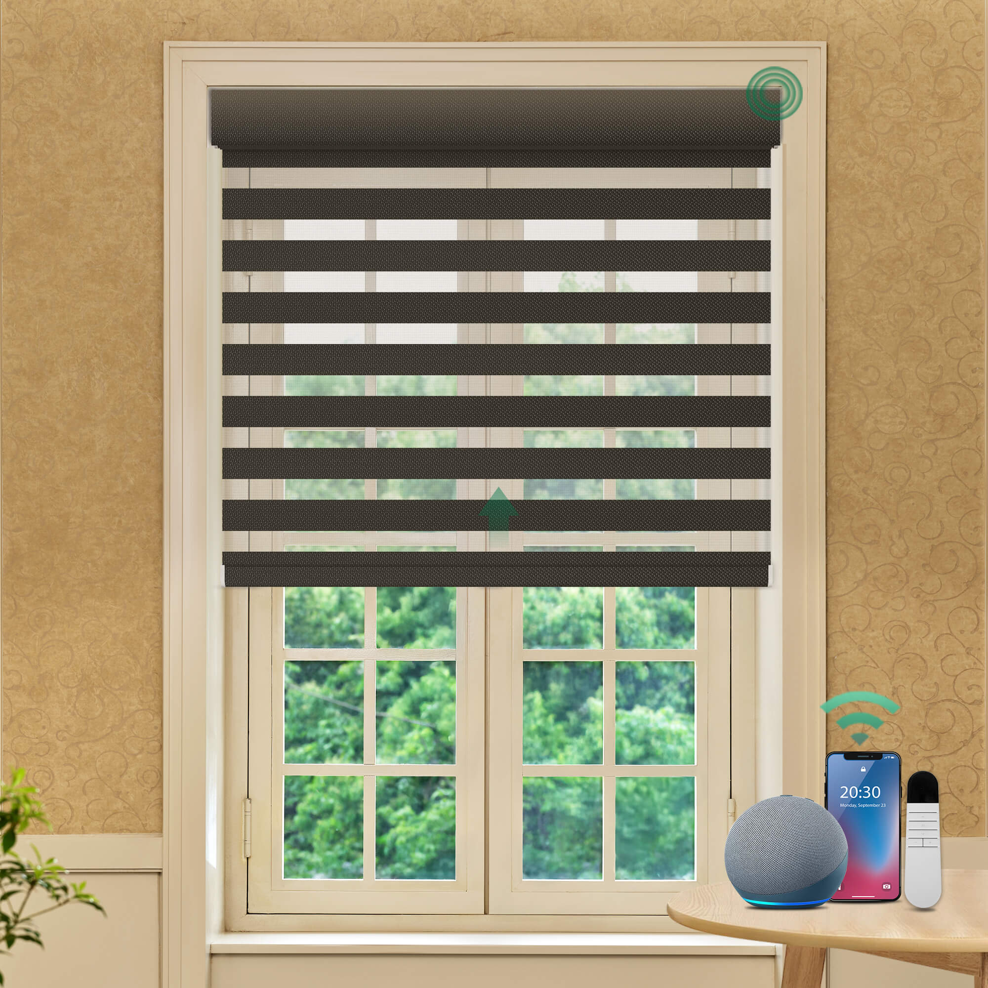 Allesin No-Drill Motorized Zebra Shades