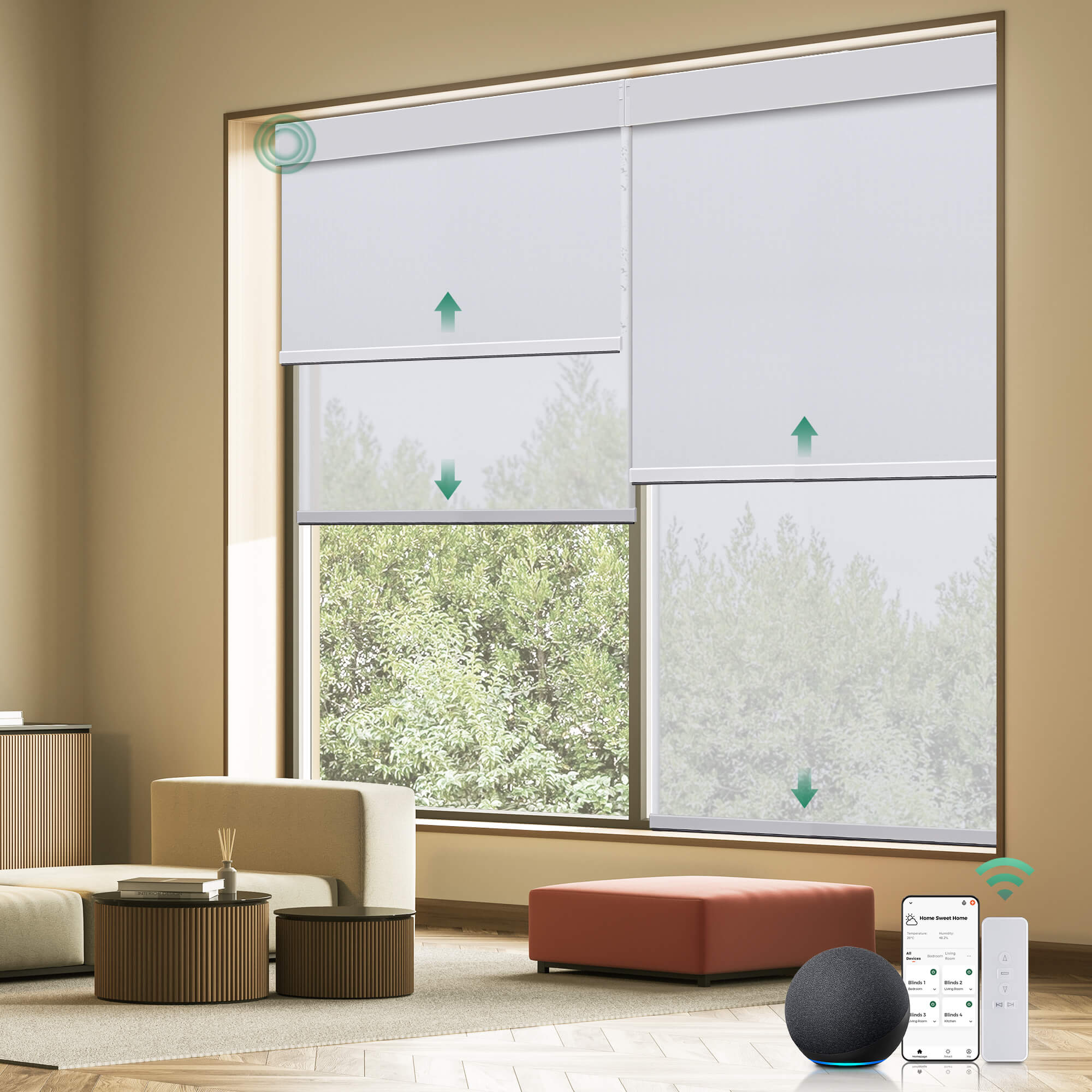 Allesin Motorized Dual Roller Shades | Blackout & Light Filtering
