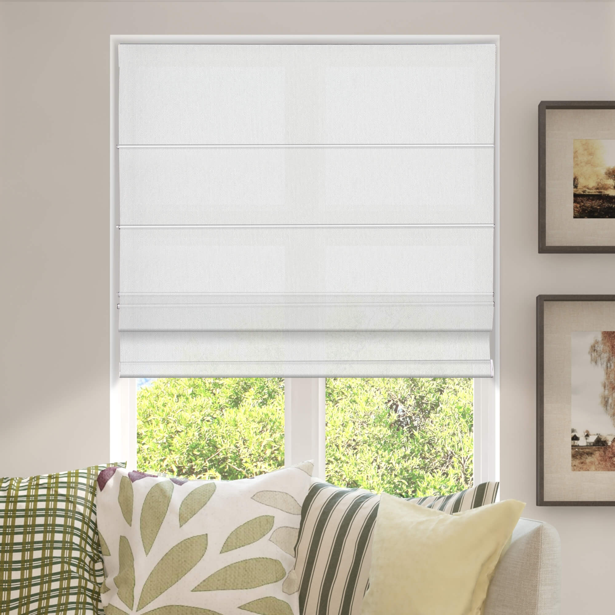 Allesin Motorized Light Filtering Roman Shades