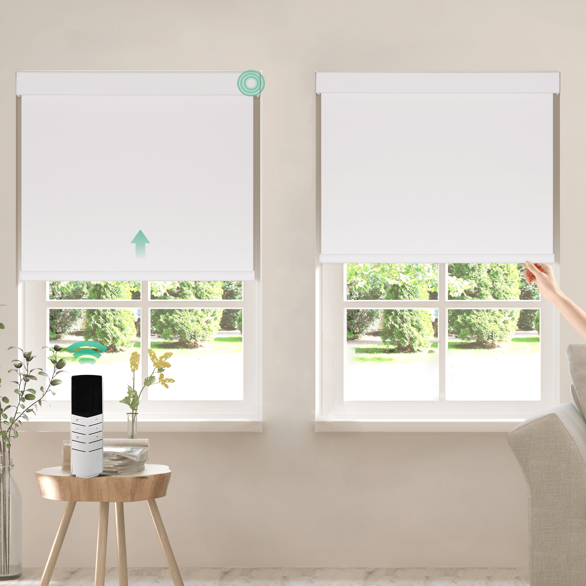 Allesin Dual-Control Blackout Roller Shades | Remote & Manual