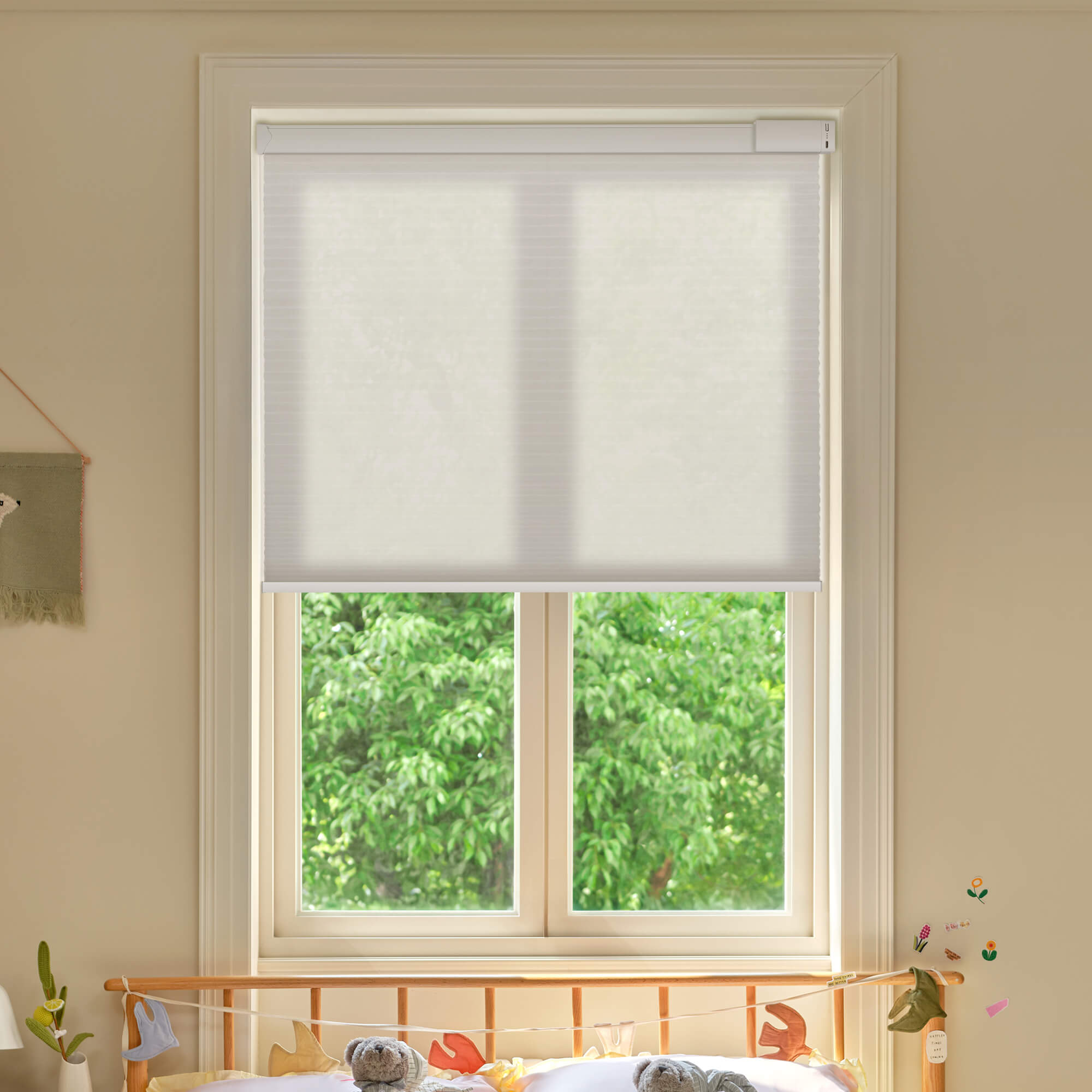 Allesin Motorized Light Filtering Honeycomb Shades | Select Series