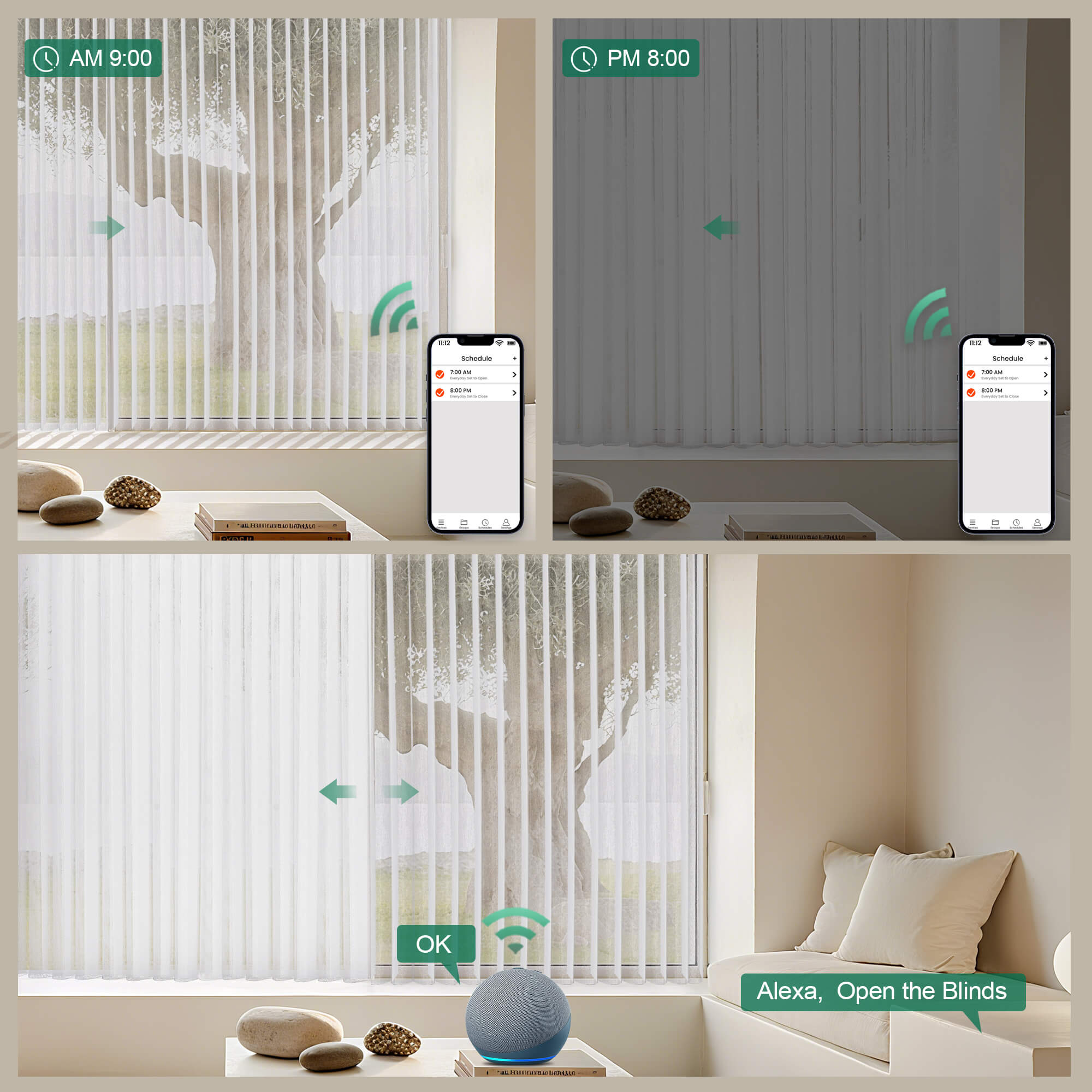 Allesin Motorized Vertical Sheer Shades | Center Opening