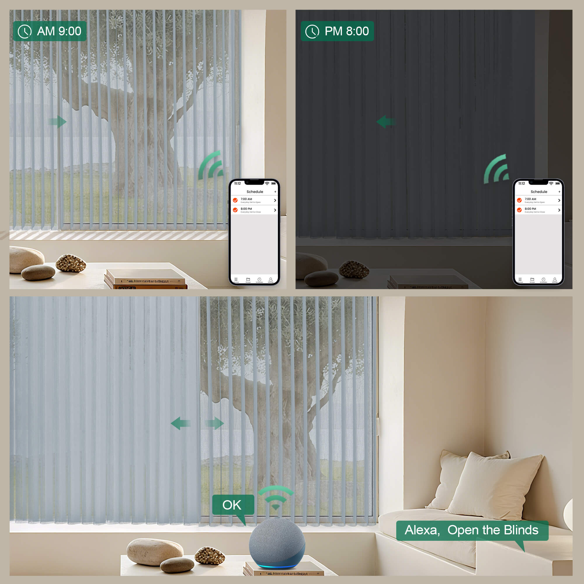 Allesin Motorized Vertical Sheer Shades | Center Opening