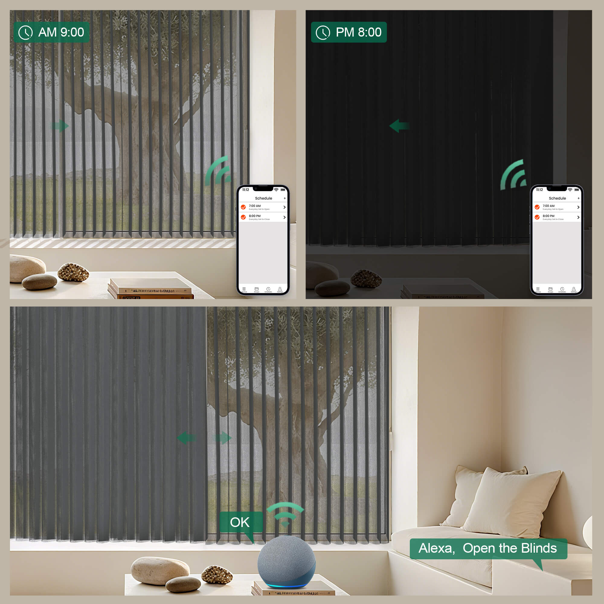 Allesin Motorized Vertical Sheer Shades | Center Opening