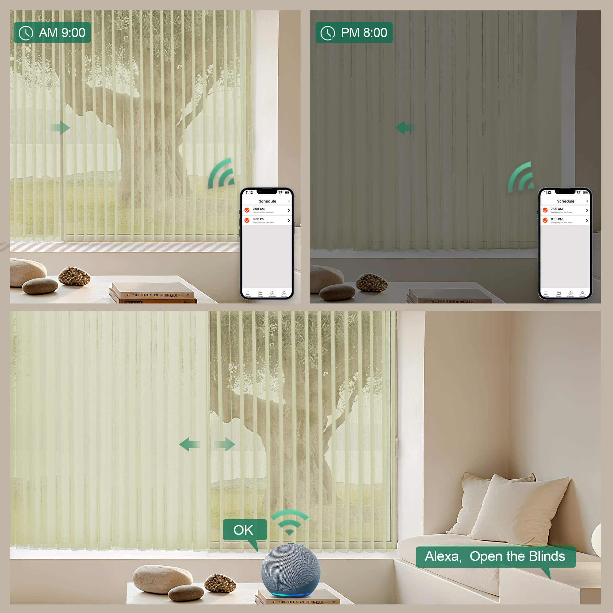 Allesin Motorized Vertical Sheer Shades | Center Opening