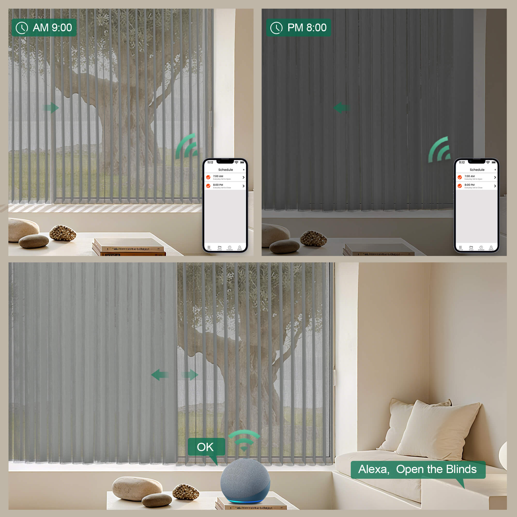 Allesin Motorized Vertical Sheer Shades | Center Opening