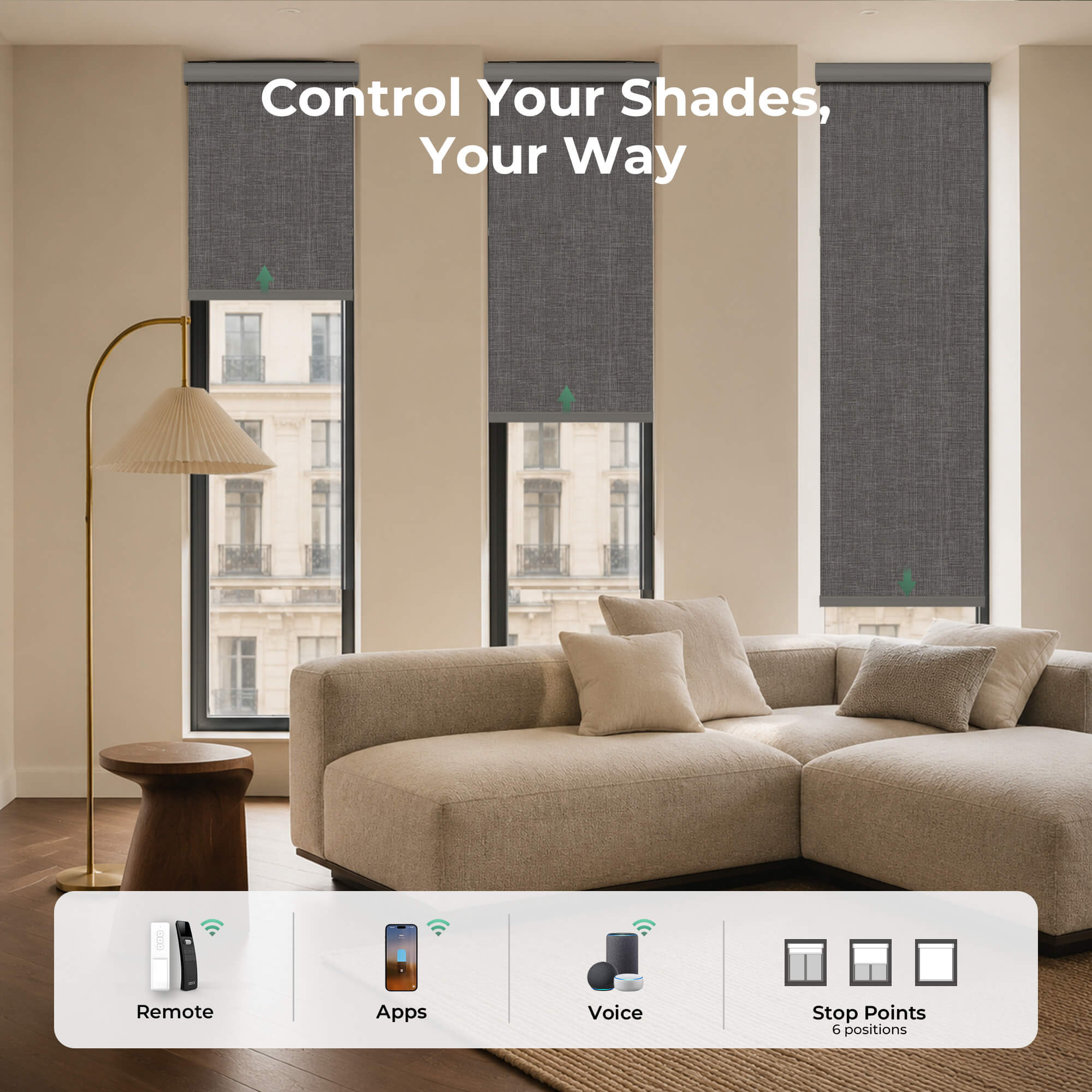 Allesin Motorized Blackout Roller Shades | Stylish Series