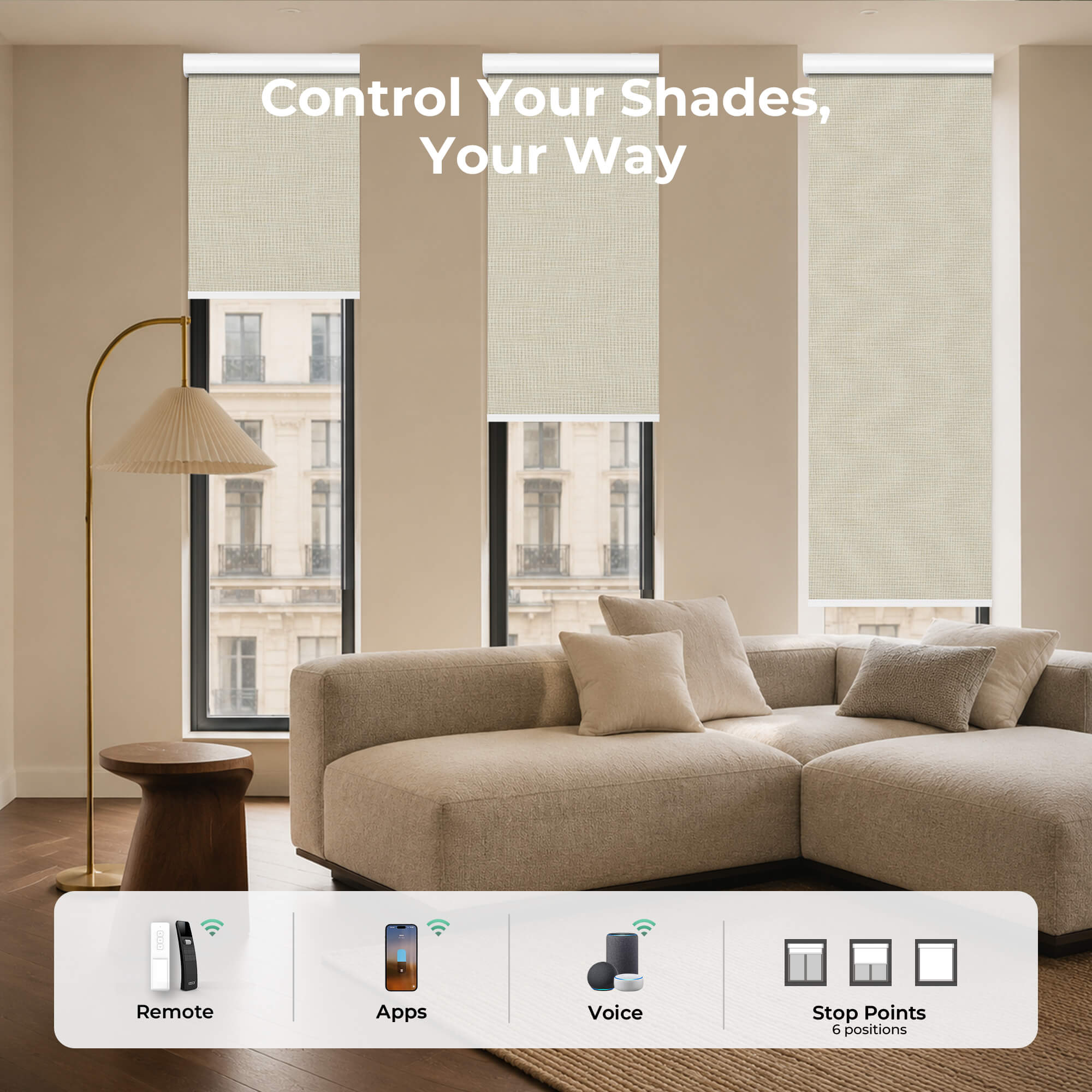 Allesin Motorized Blackout Roller Shades | Stylish Series