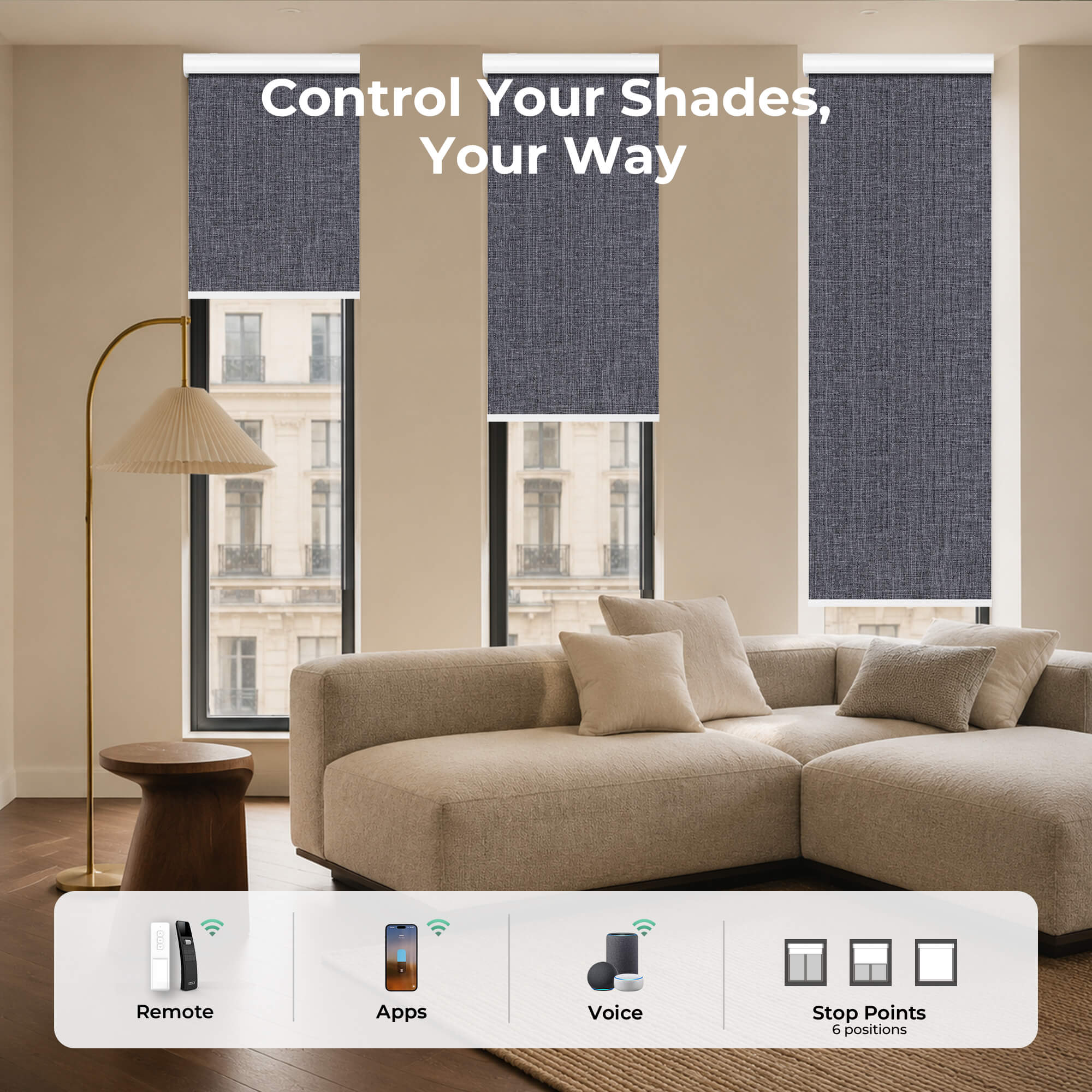 Allesin Motorized Blackout Roller Shades | Stylish Series
