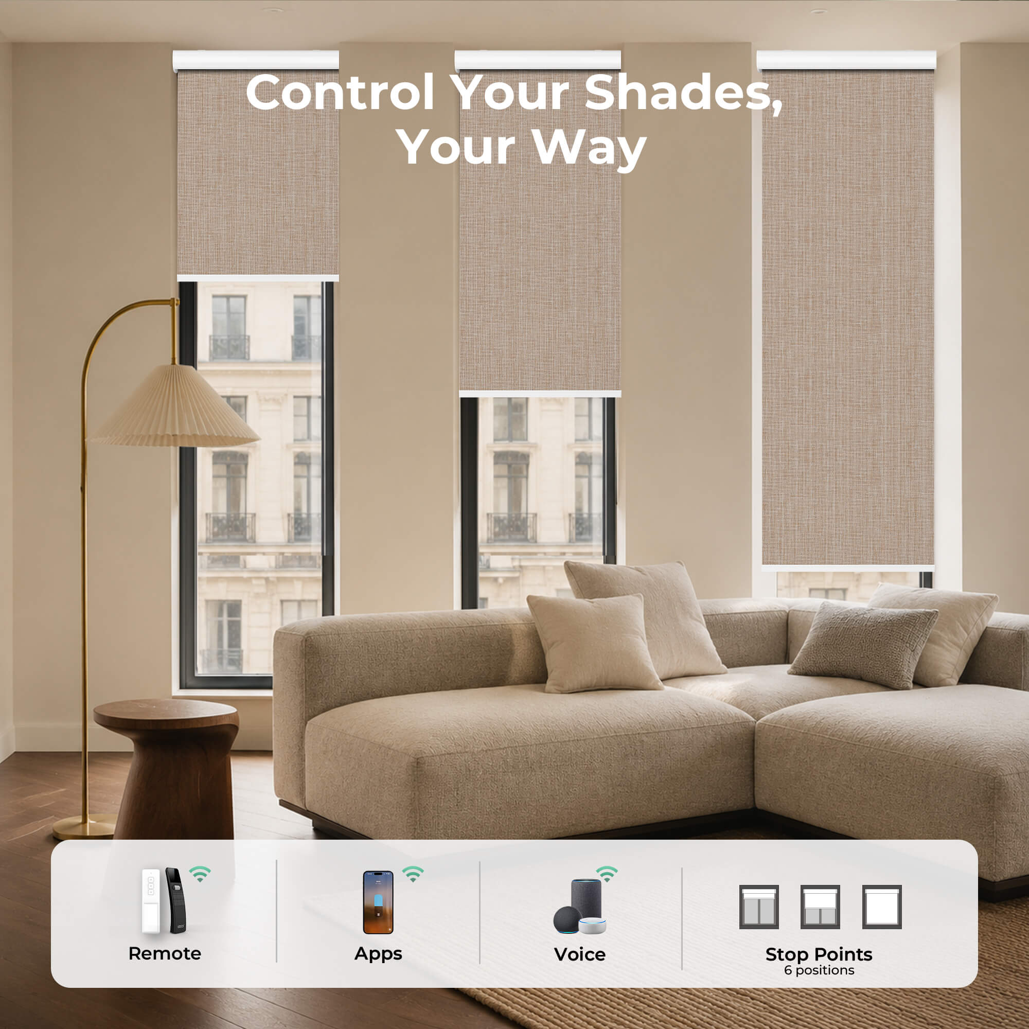 Allesin Motorized Blackout Roller Shades | Stylish Series