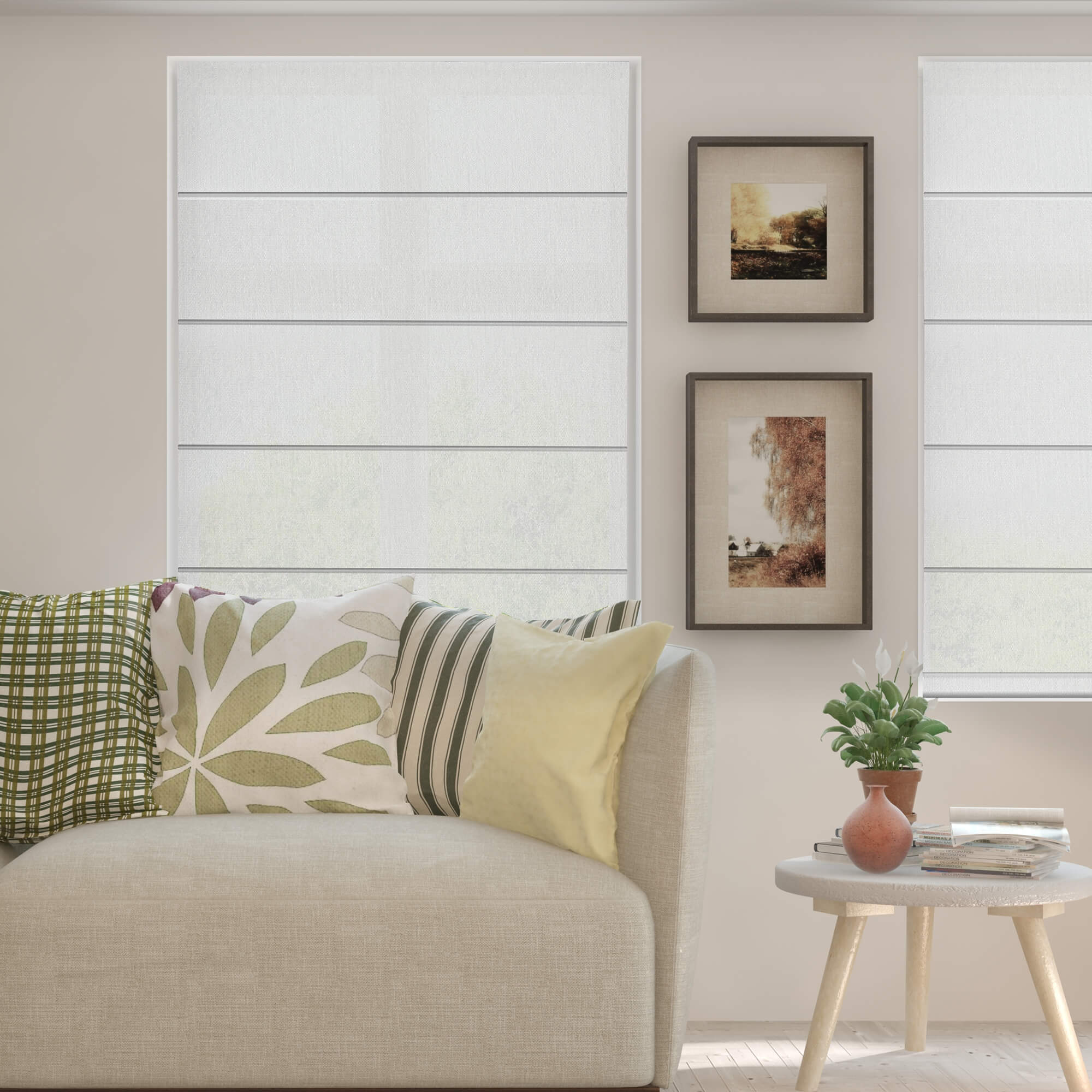 Allesin Motorized Light Filtering Roman Shades