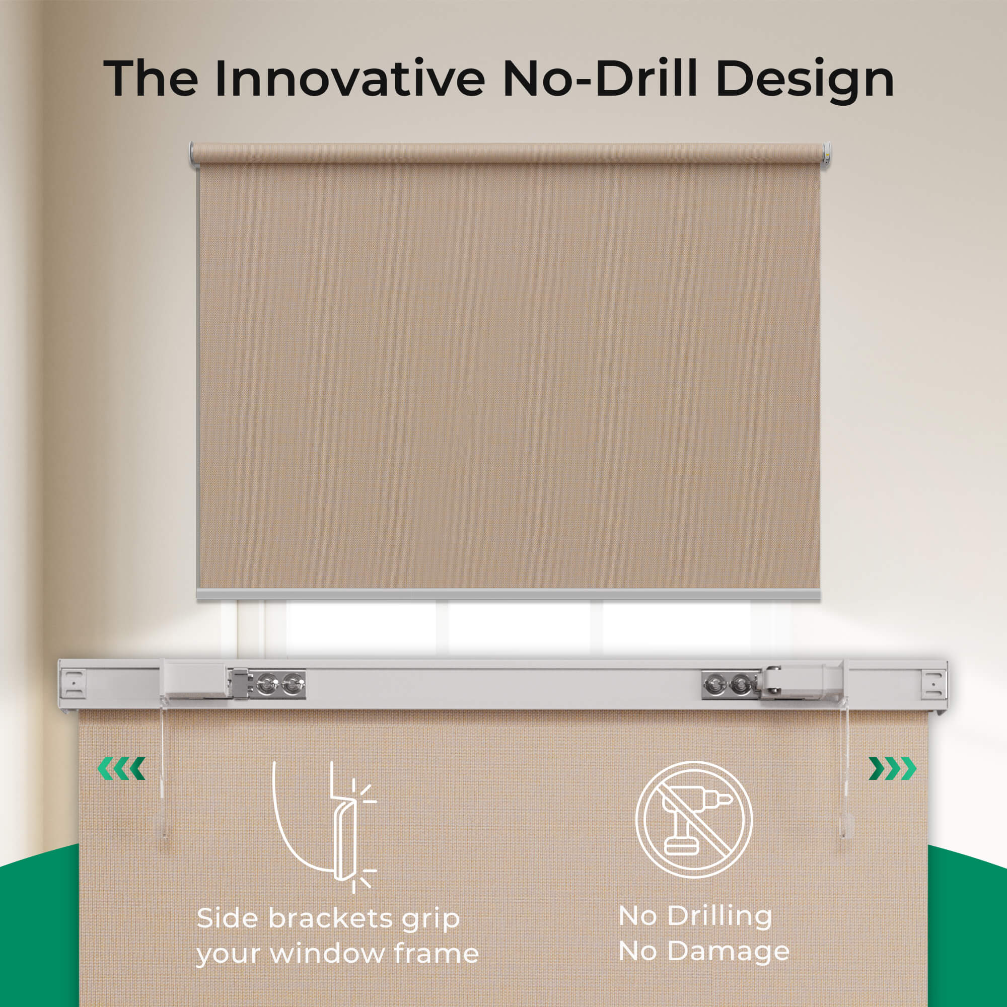 Allesin Outside Mount No-Drill Motorized Roller Shades