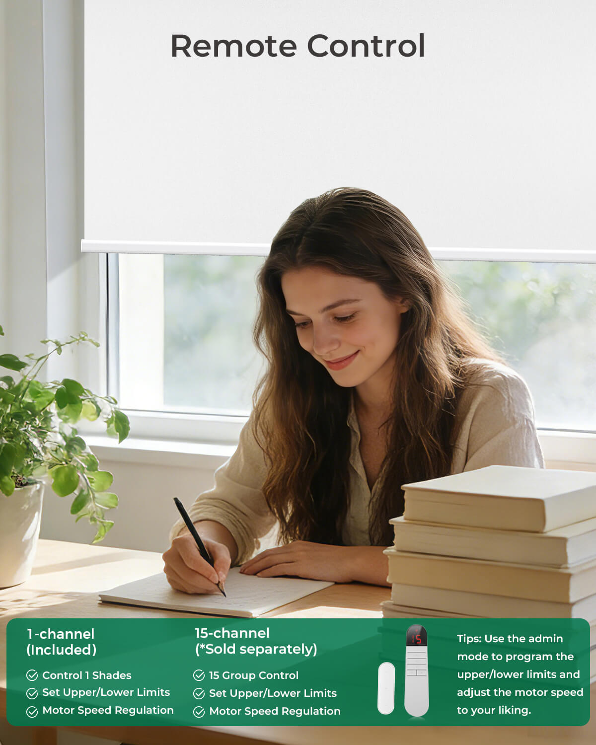 Allesin No-Drill Motorized Blackout Roller Shades | Standard Sizes