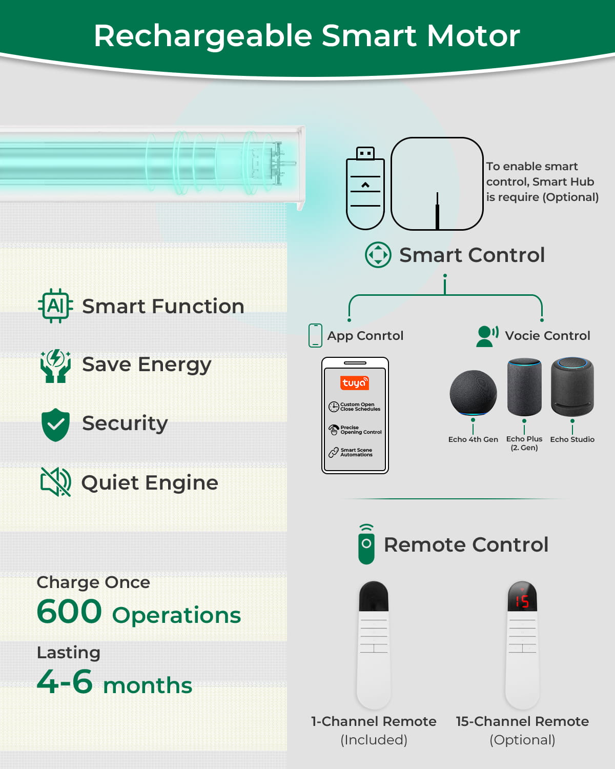 Allesin Motorized Zebra Shades | Drill Needed | Standard Sizes