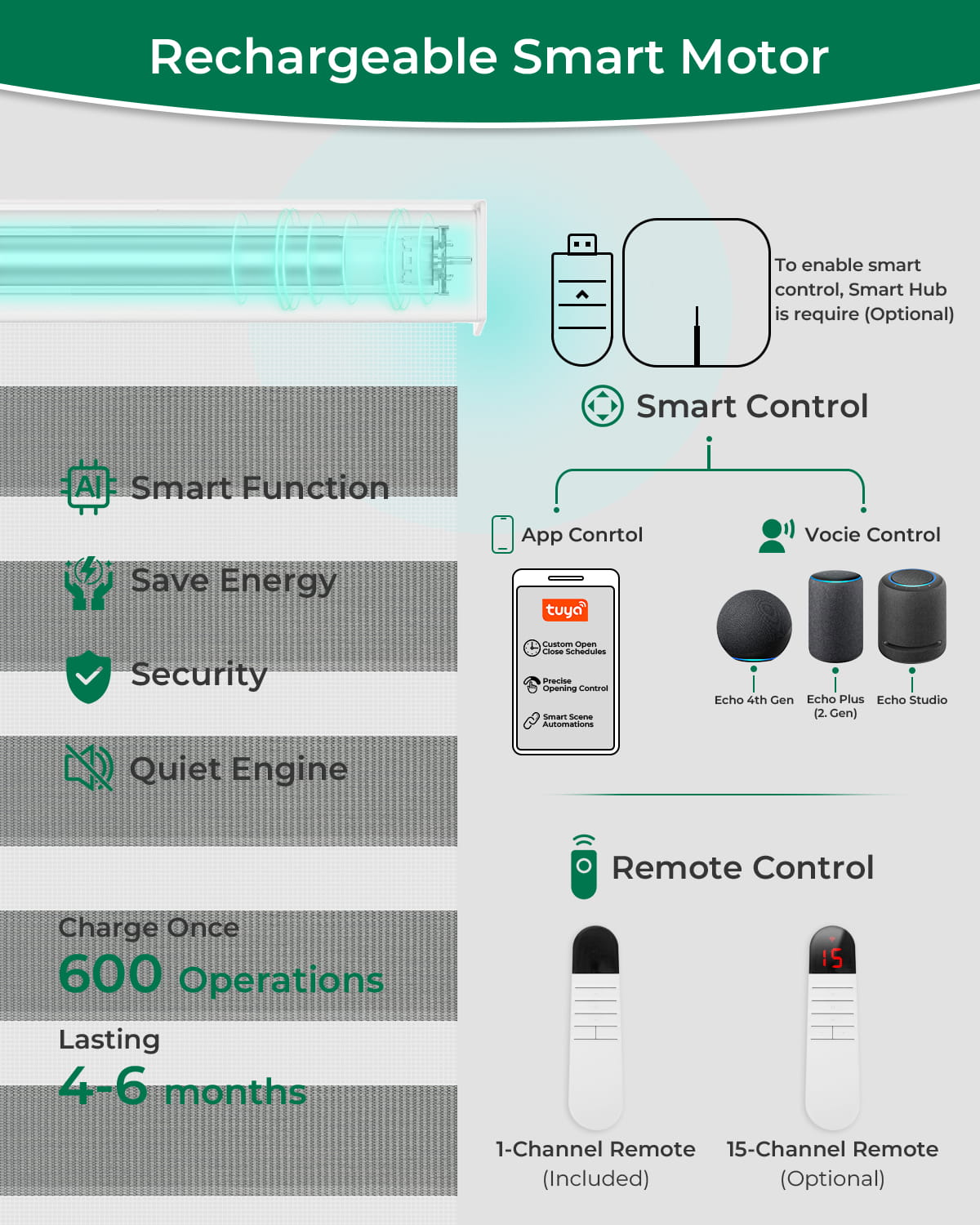 Allesin Motorized Zebra Shades | Drill Needed | Standard Sizes