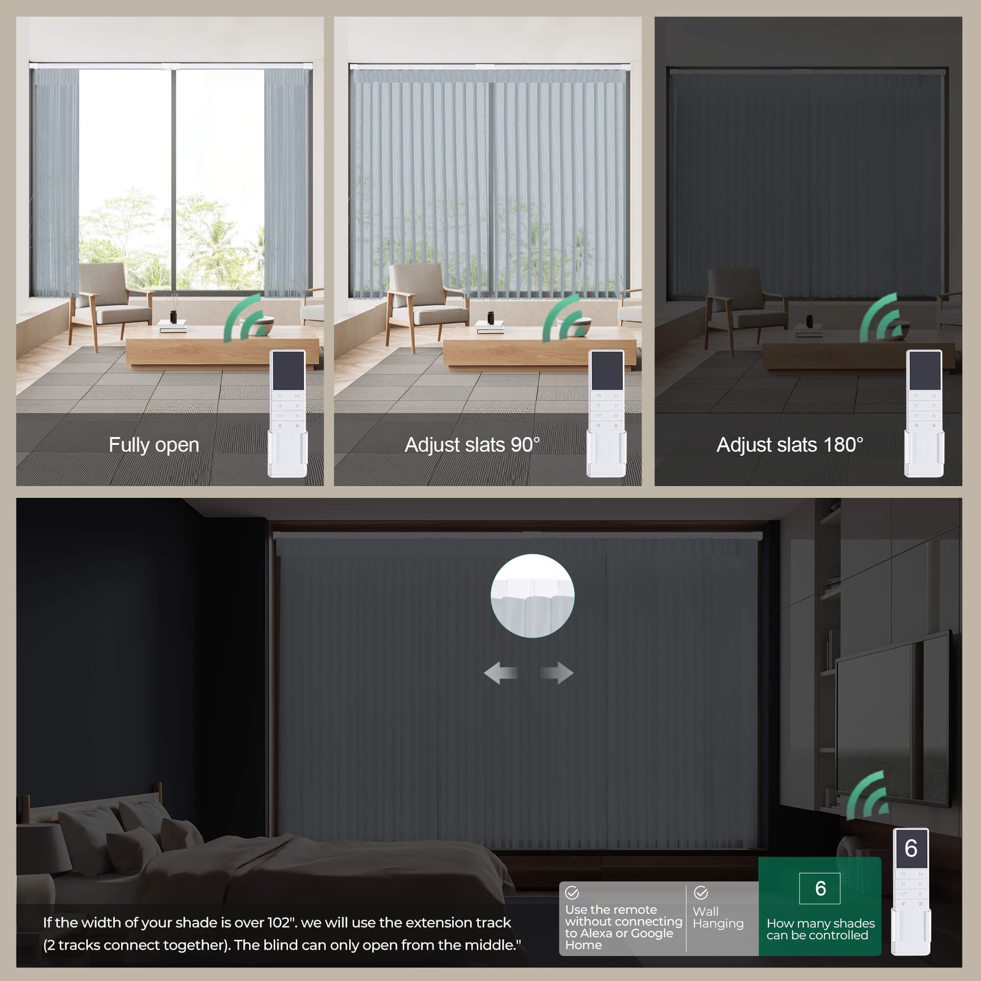 Allesin Motorized Vertical Sheer Shades | Center Opening