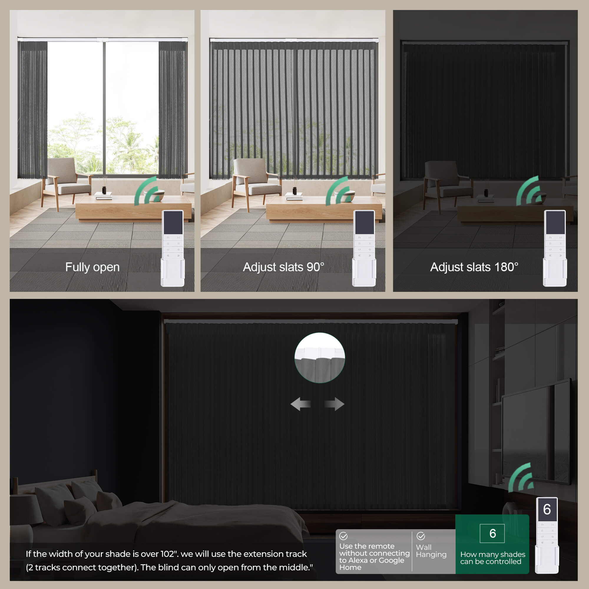 Allesin Motorized Vertical Sheer Shades | Center Opening