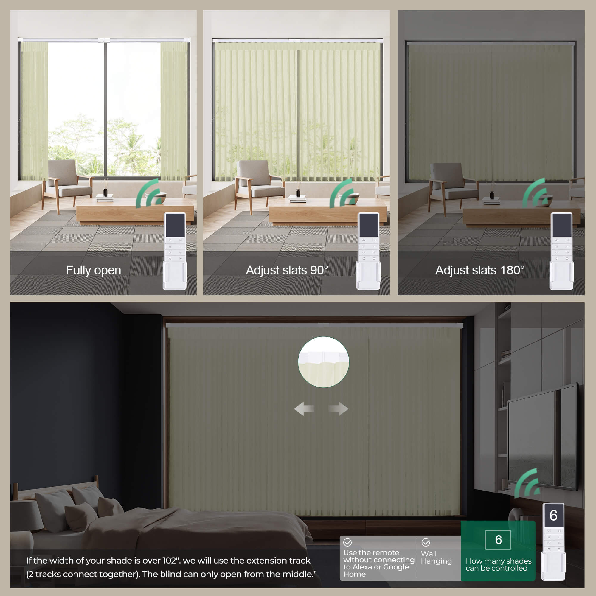 Allesin Motorized Vertical Sheer Shades | Center Opening