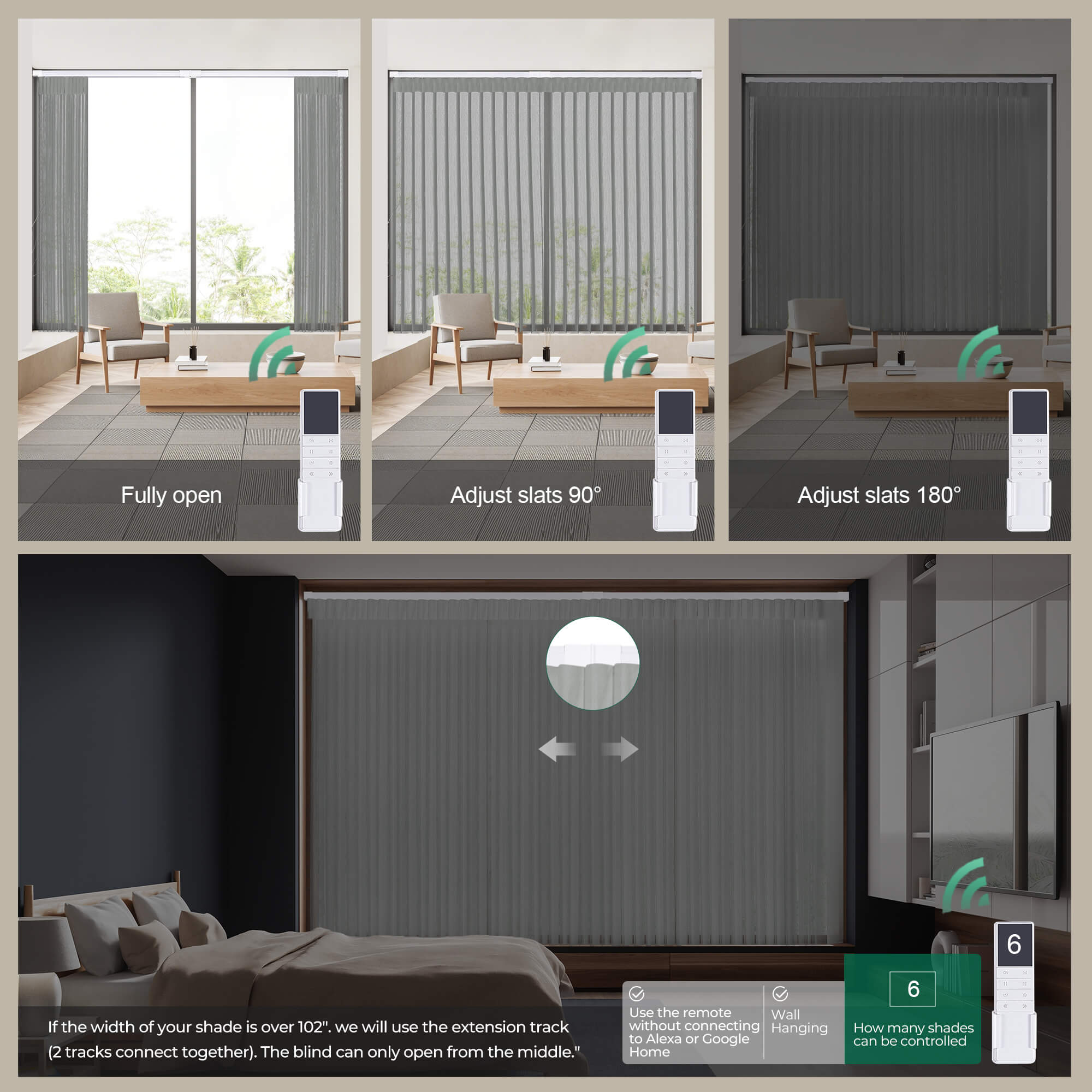 Allesin Motorized Vertical Sheer Shades | Center Opening