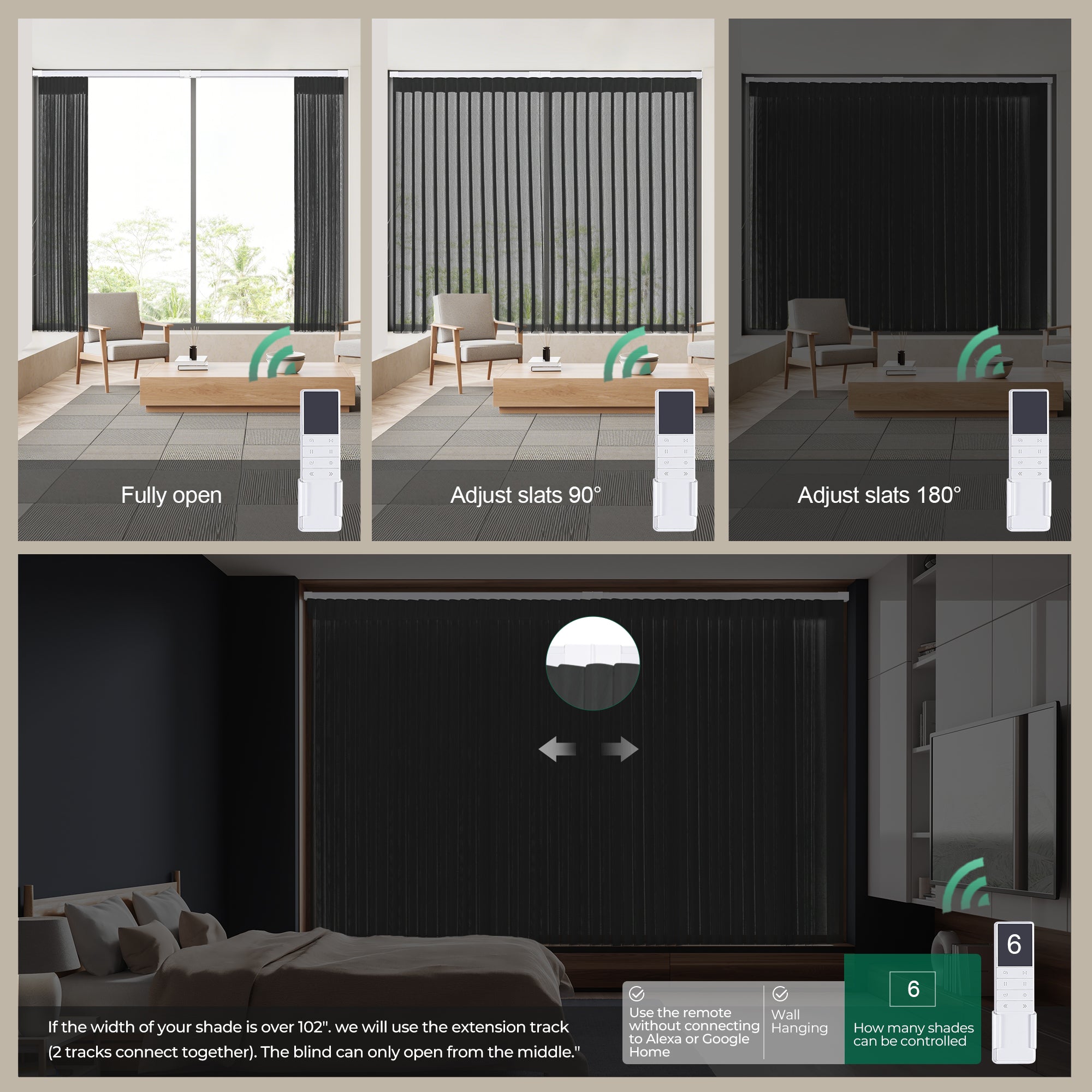 Allesin Motorized Vertical Sheer Shades | Center Opening