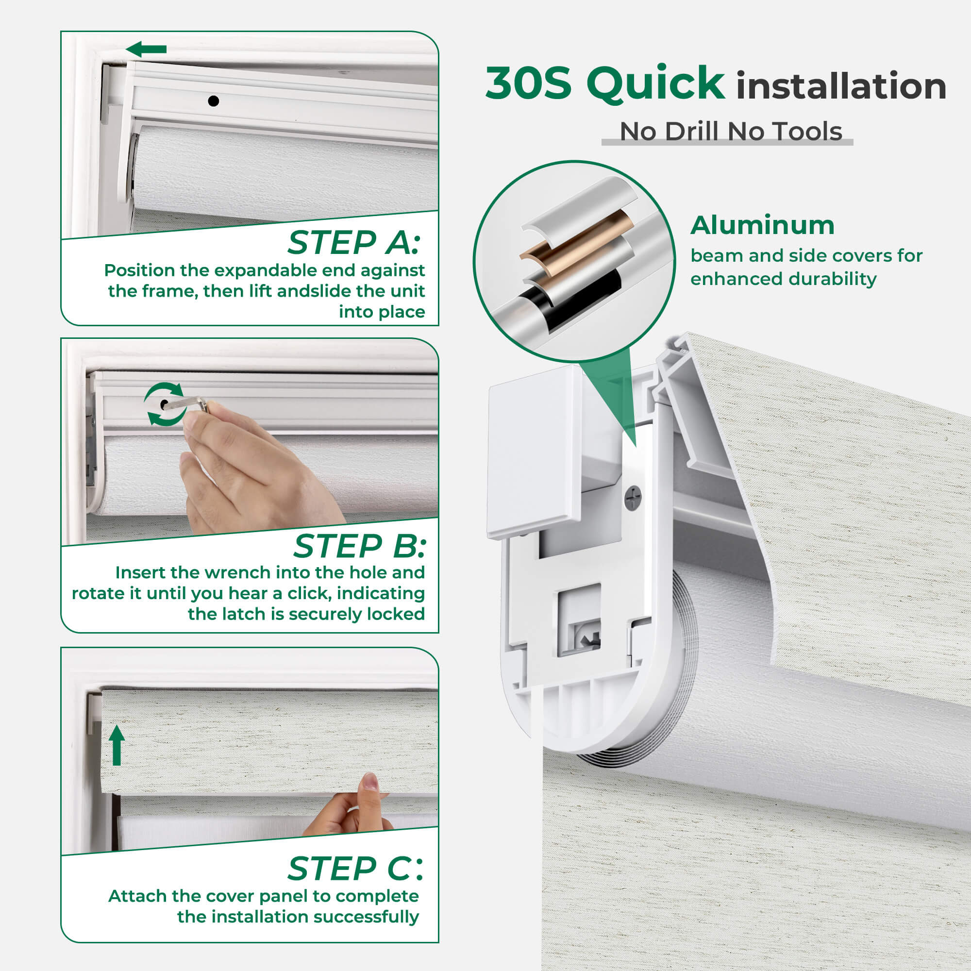 Allesin No-Drill Motorized Blackout Roller Shades | Standard Sizes