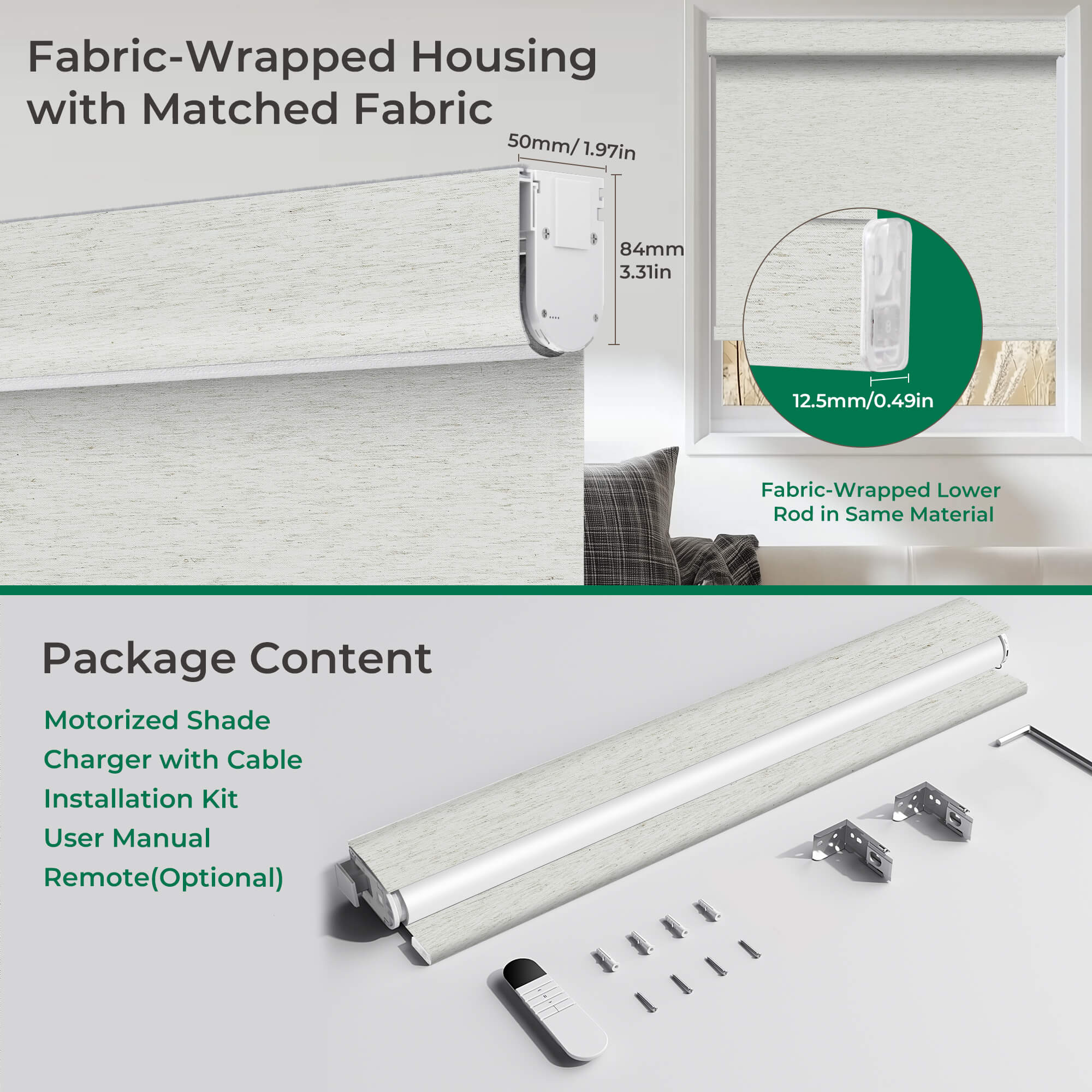 Allesin No-Drill Motorized Blackout Roller Shades | Standard Sizes