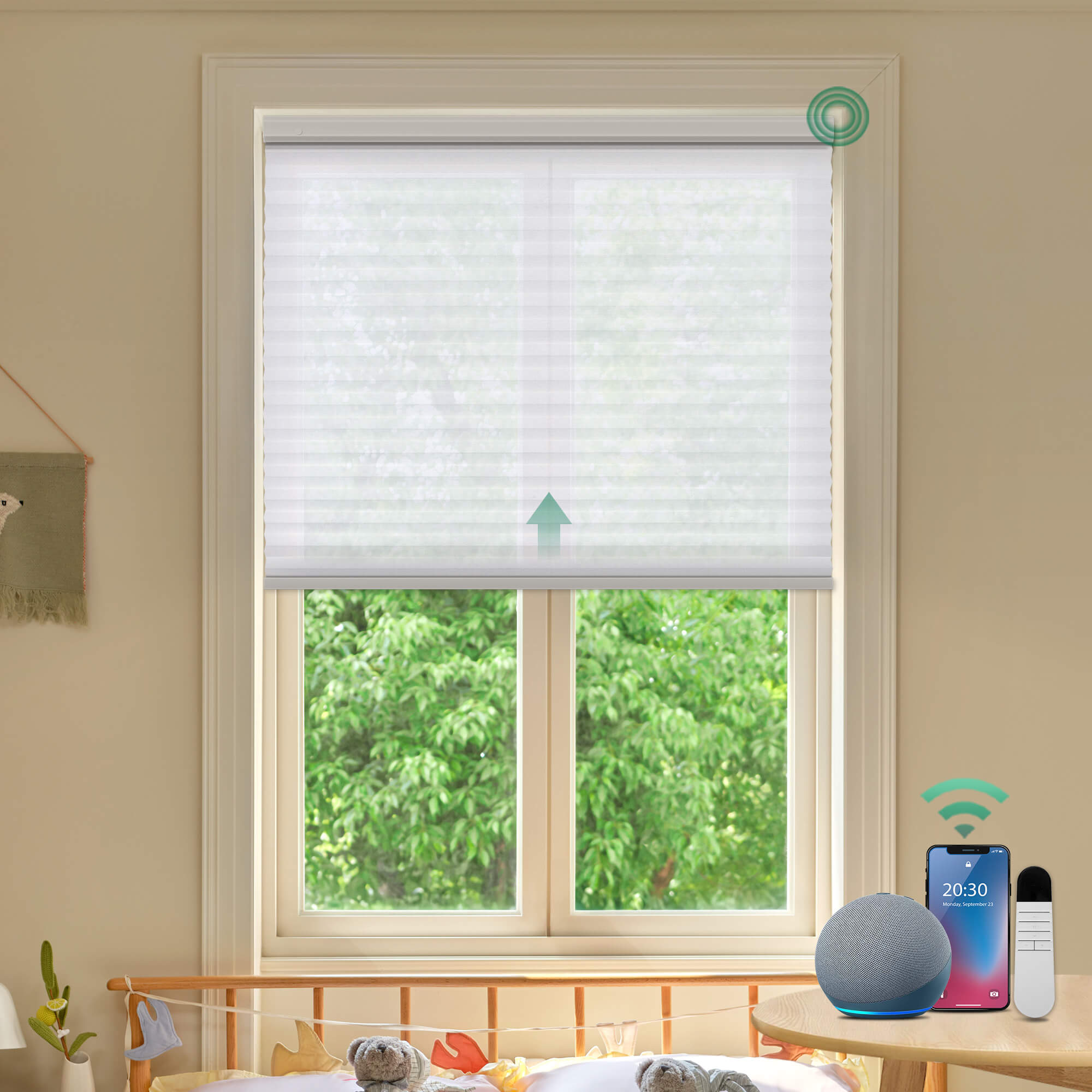Allesin Prestige Motorized Light Filtering Honeycomb Shades