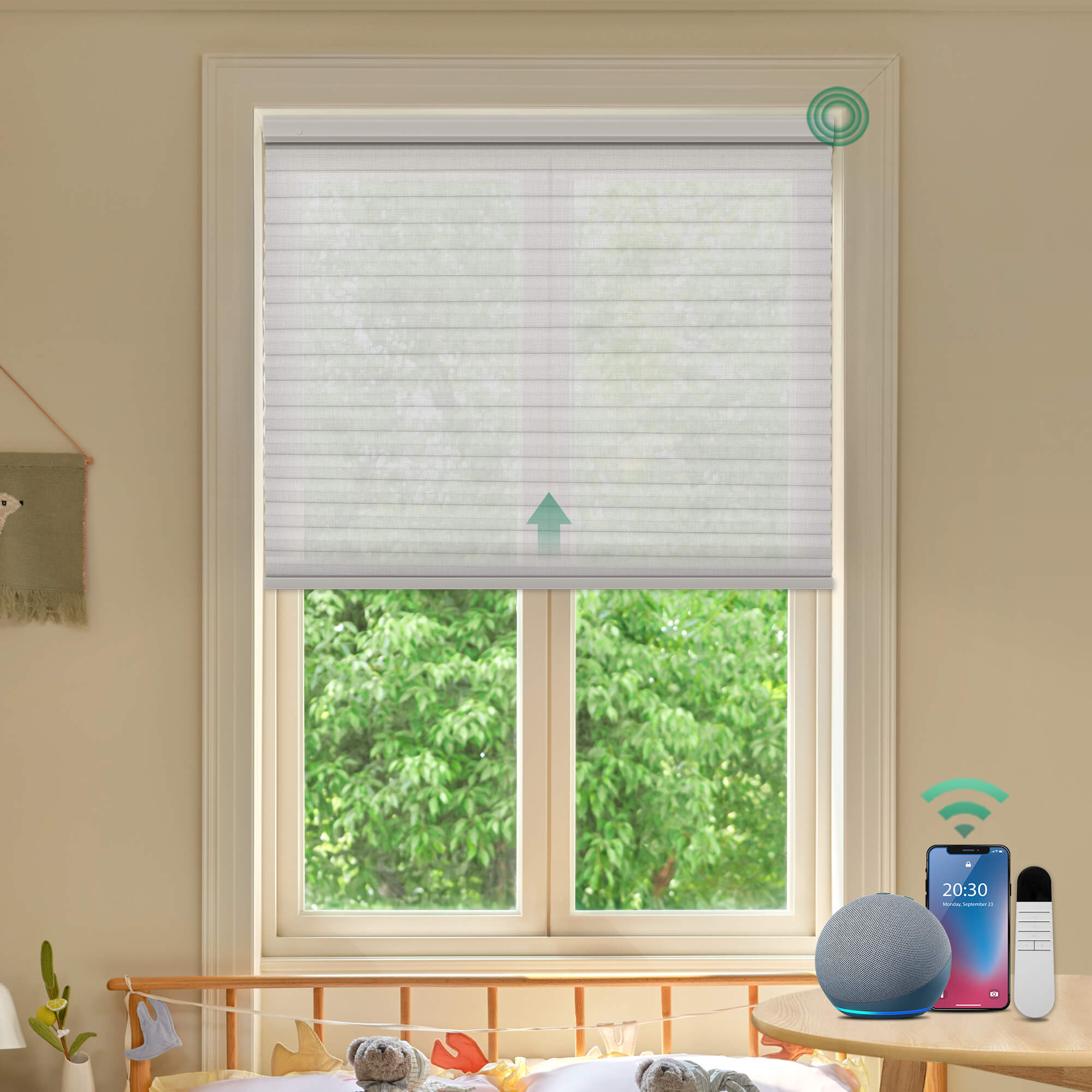Allesin Prestige Motorized Light Filtering Honeycomb Shades