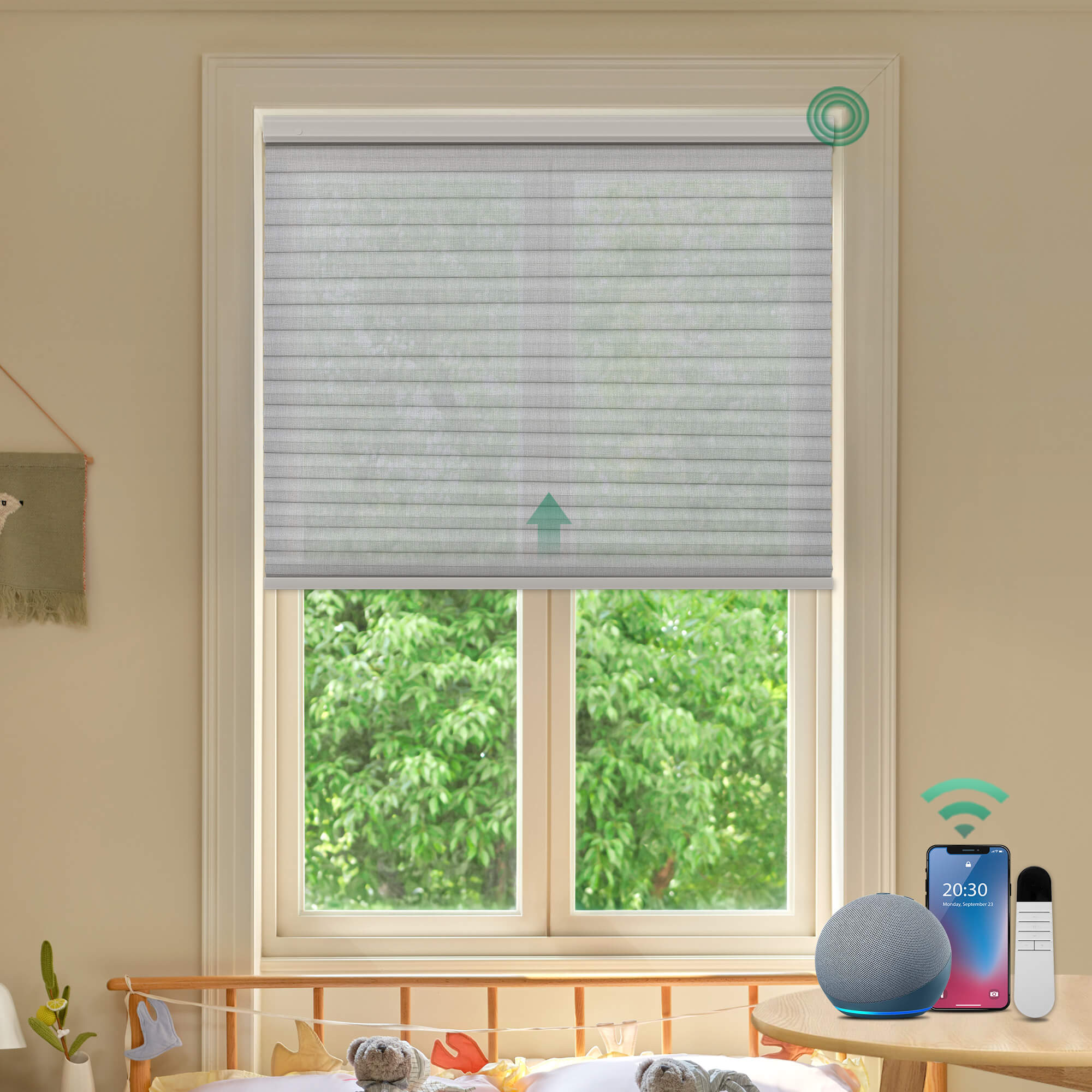 Allesin Prestige Motorized Light Filtering Honeycomb Shades