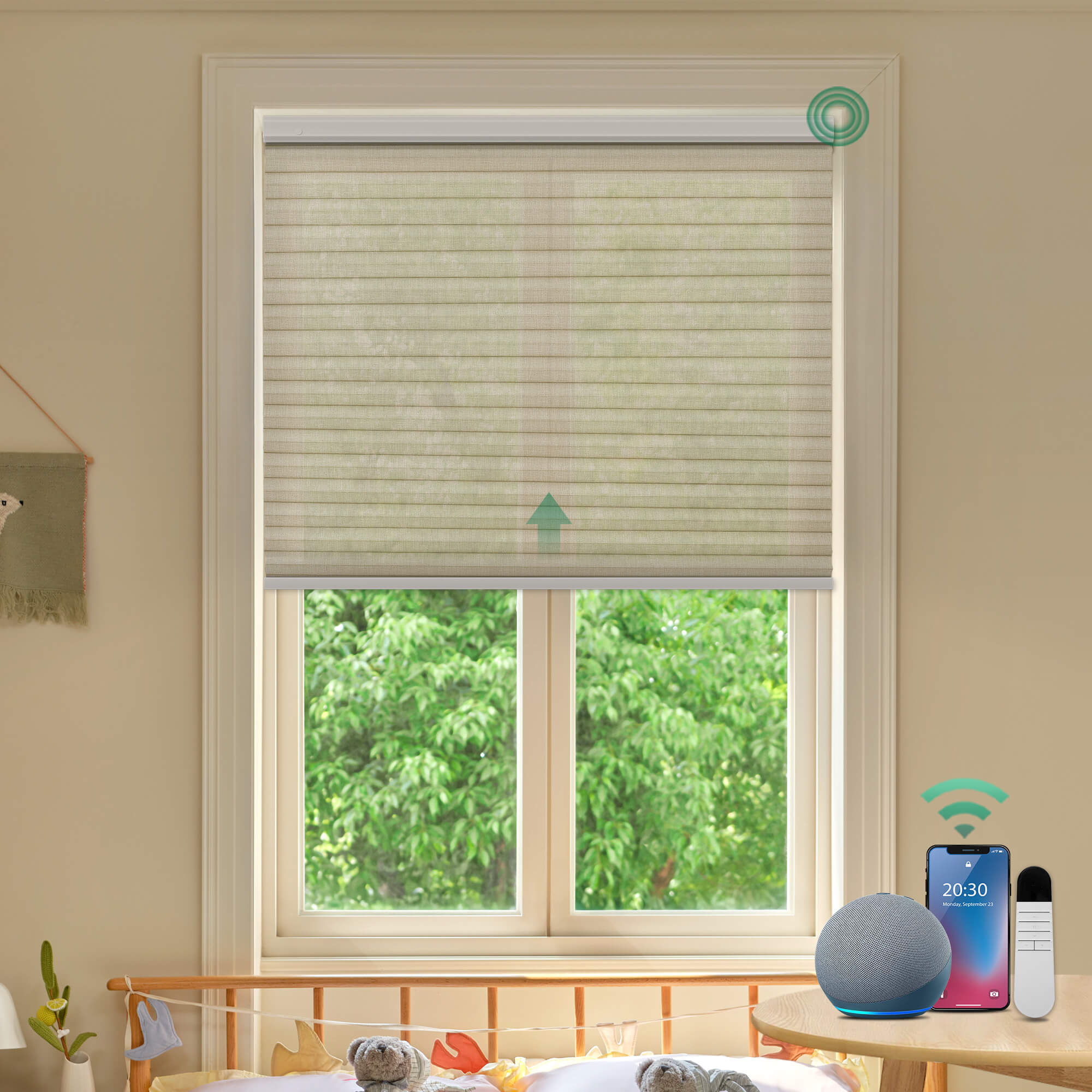 Allesin Prestige Motorized Light Filtering Honeycomb Shades