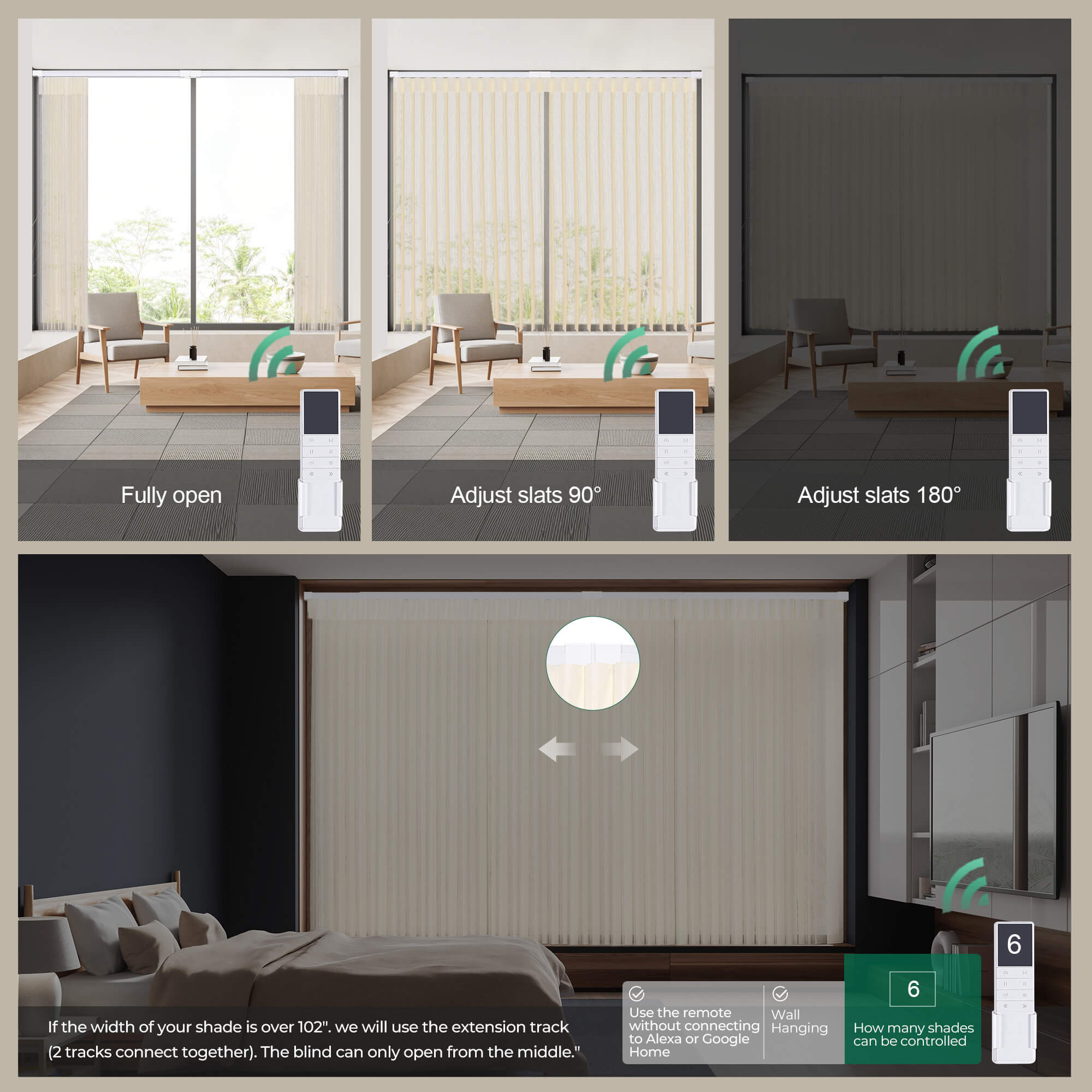 Allesin Motorized Vertical Sheer Shades | Center Opening