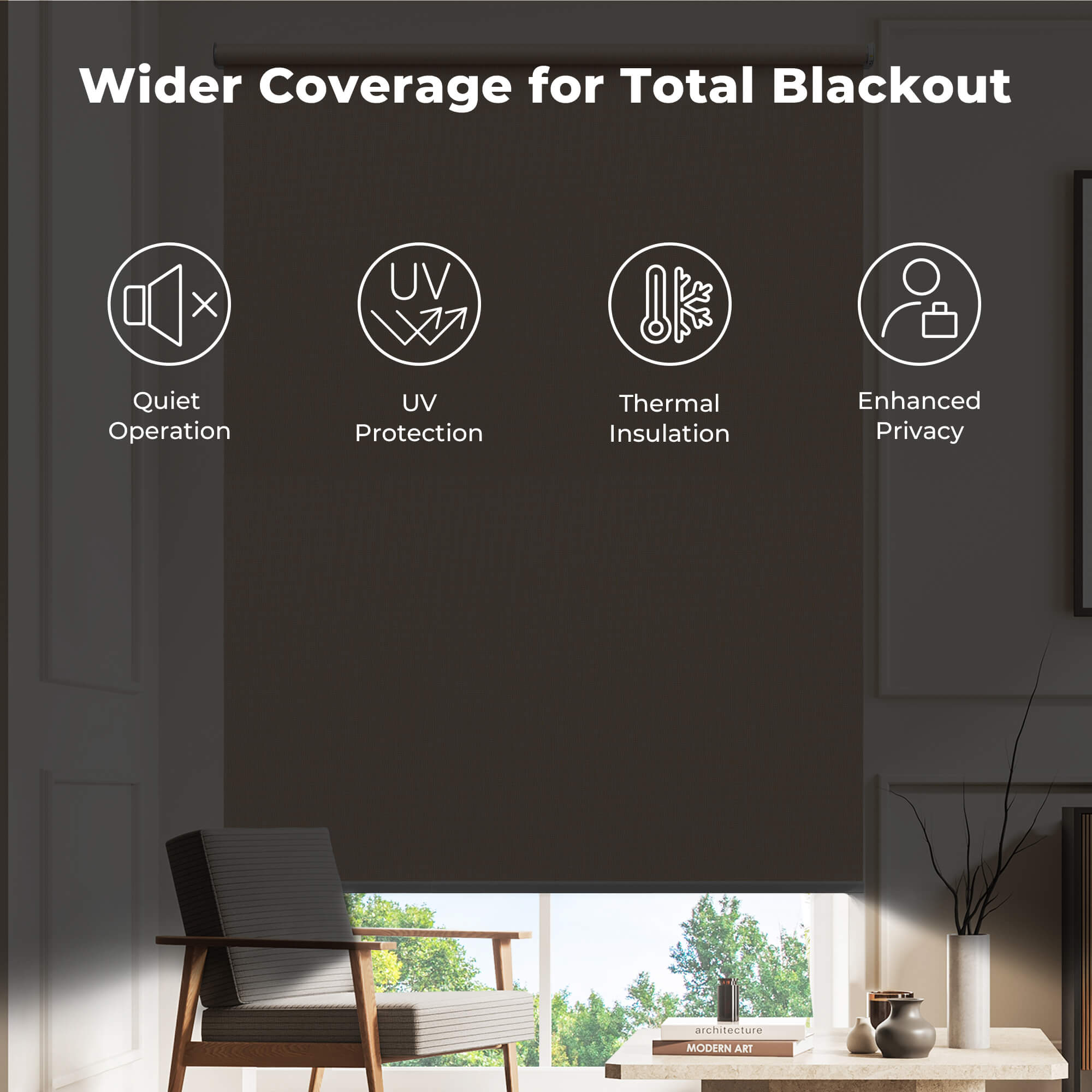 Allesin Outside Mount No-Drill Motorized Roller Shades