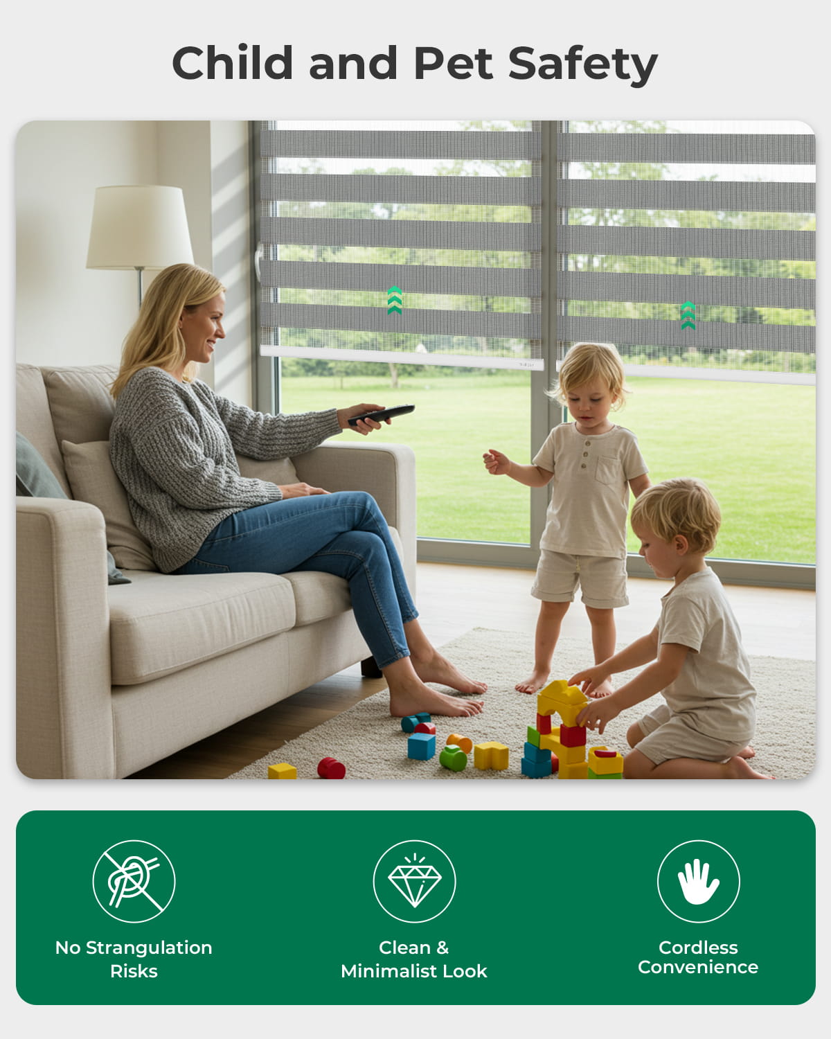 Allesin Motorized Zebra Shades | Drill Needed | Standard Sizes