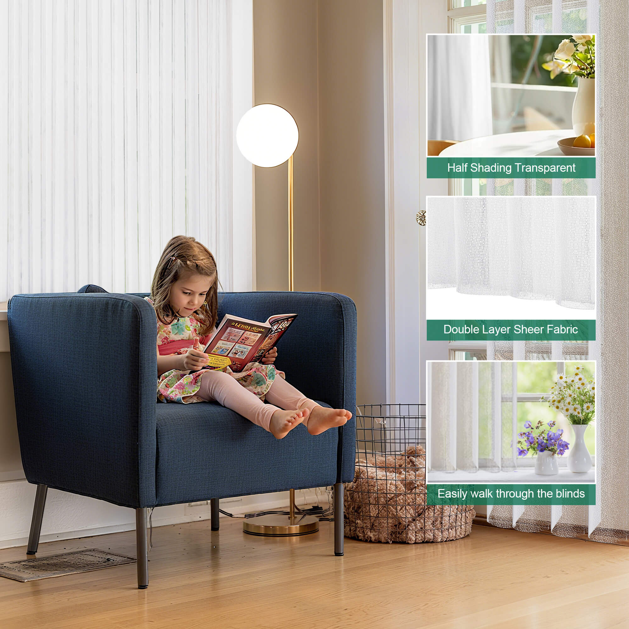 Allesin Motorized Vertical Sheer Shades | Center Opening
