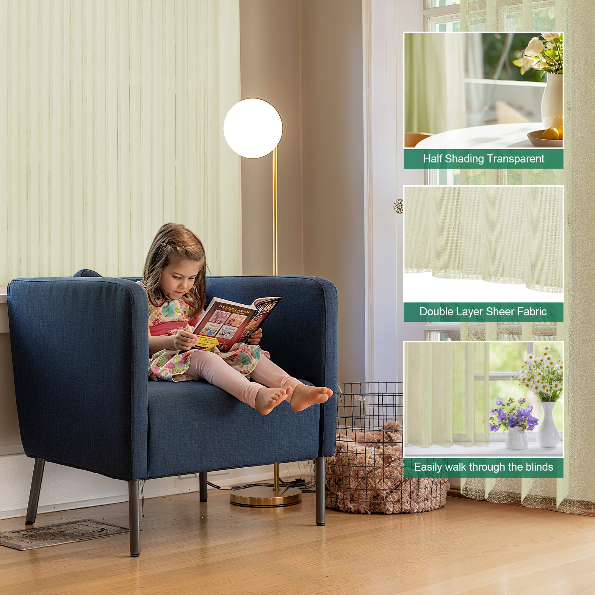 Allesin Motorized Vertical Sheer Shades | Center Opening