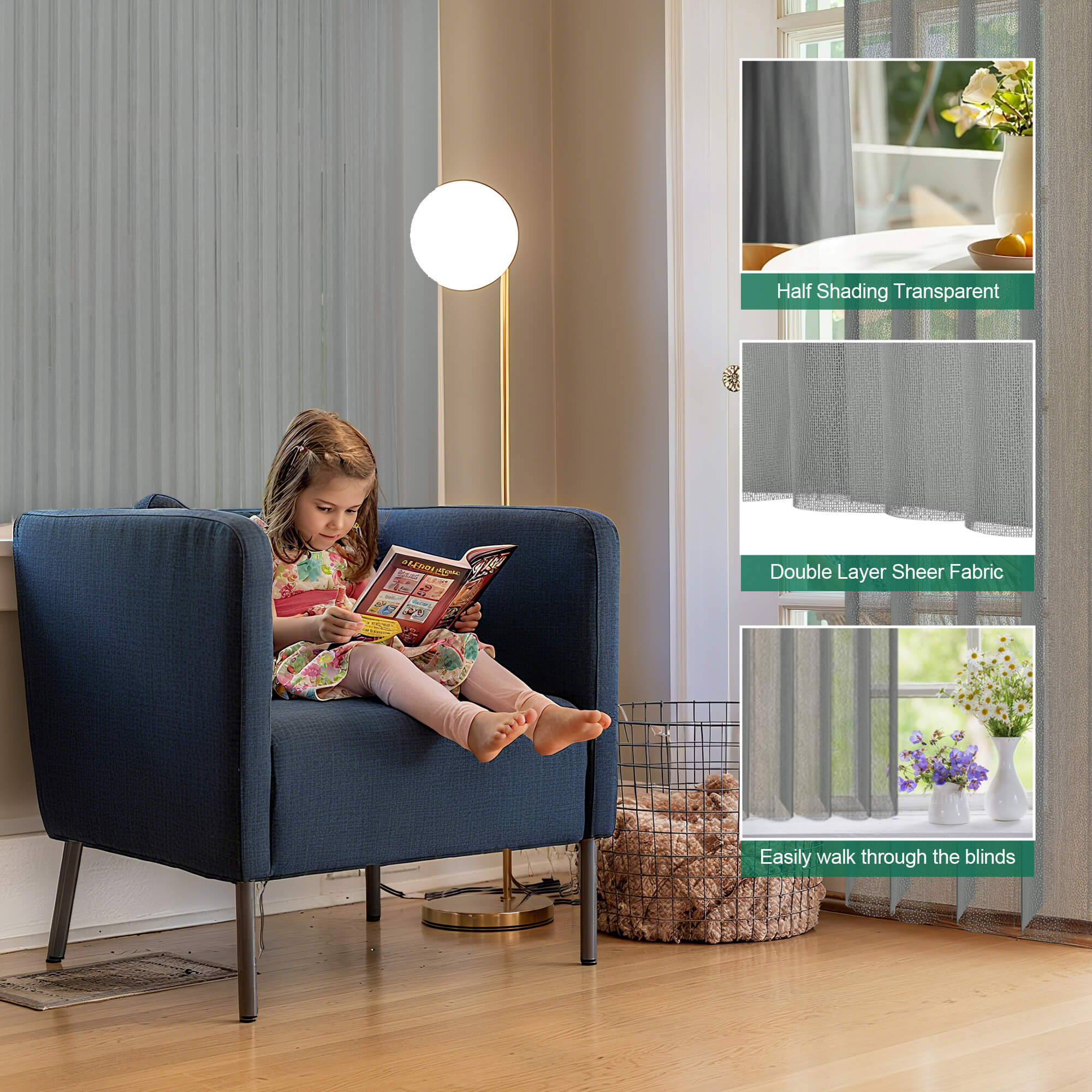 Allesin Motorized Vertical Sheer Shades | Center Opening