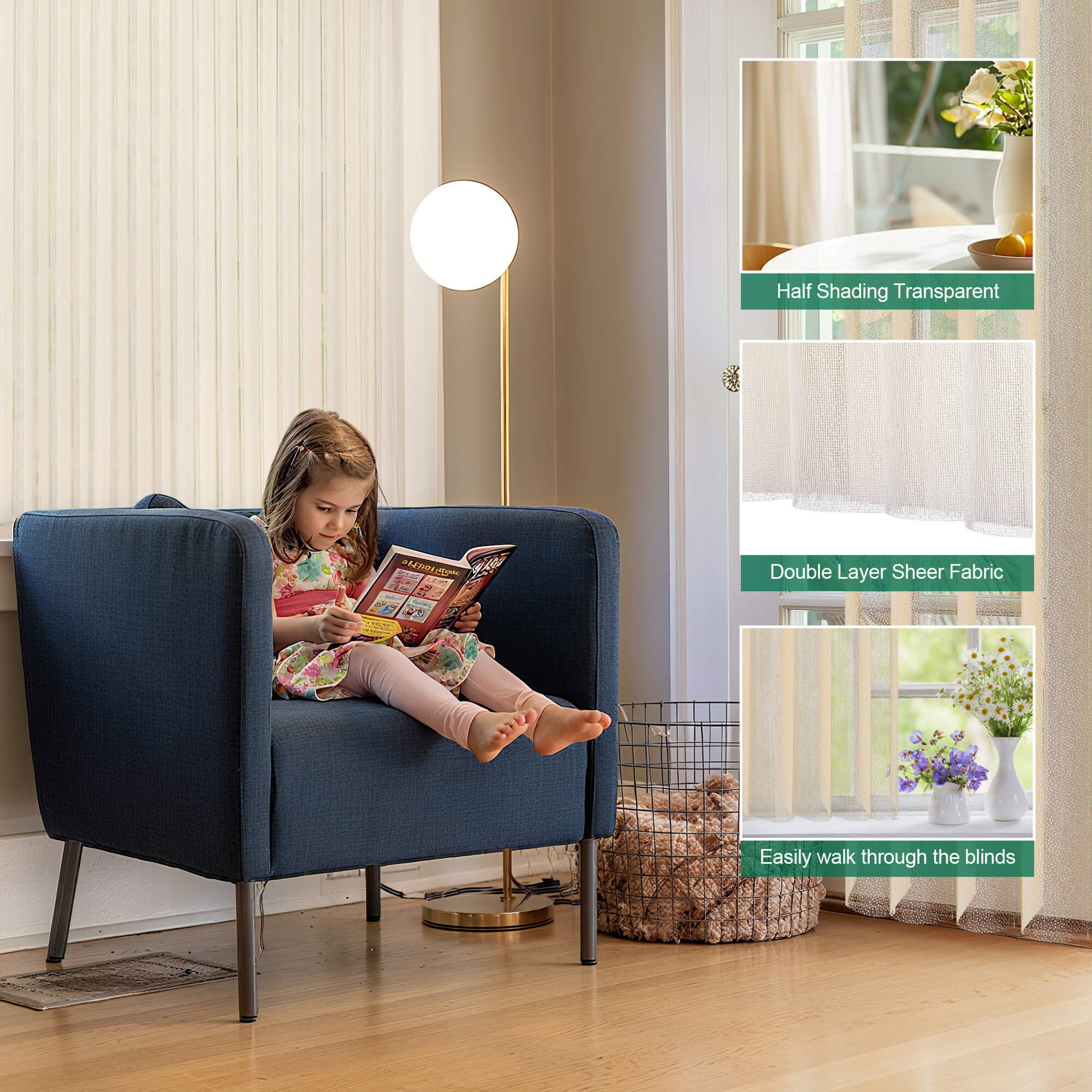 Allesin Motorized Vertical Sheer Shades | Center Opening