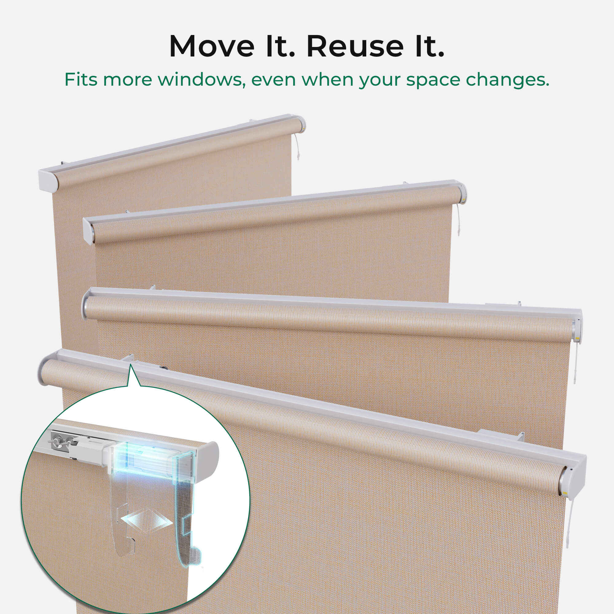 Allesin Outside Mount No-Drill Motorized Roller Shades
