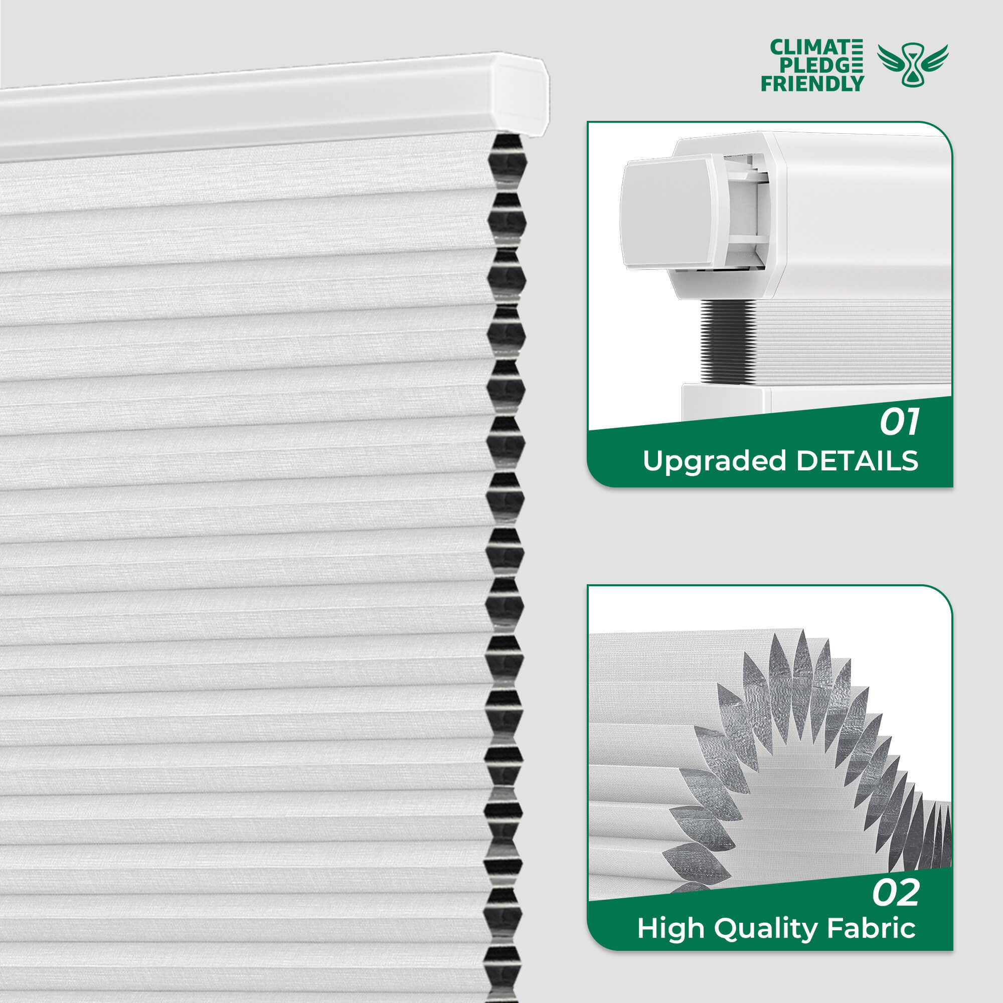 Allesin No-Drill Motorized Blackout Honeycomb Shades | Standard Sizes