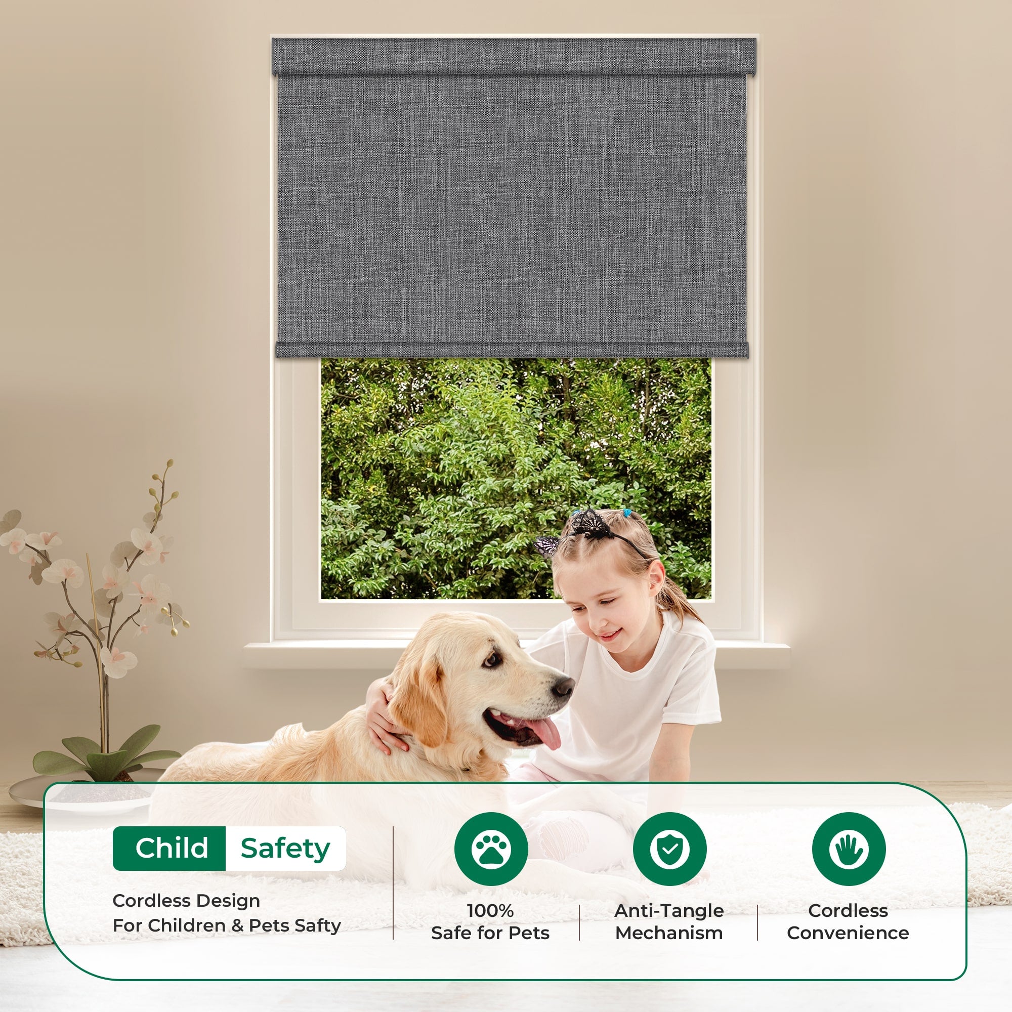Allesin Dual-Control Blackout Roller Shades | Remote & Manual