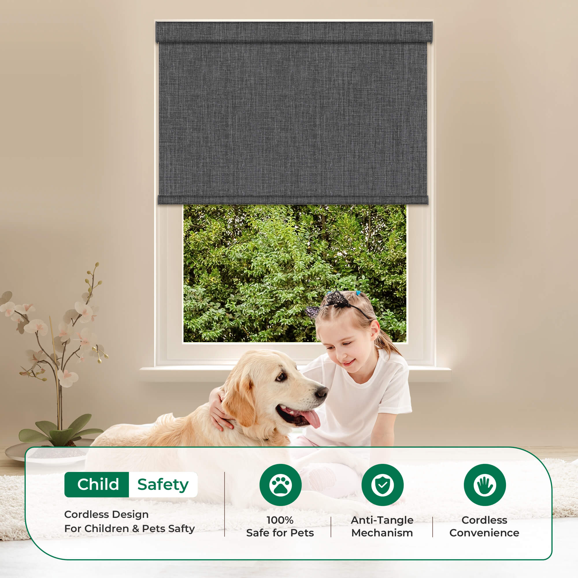 Allesin Dual-Control Blackout Roller Shades | Remote & Manual